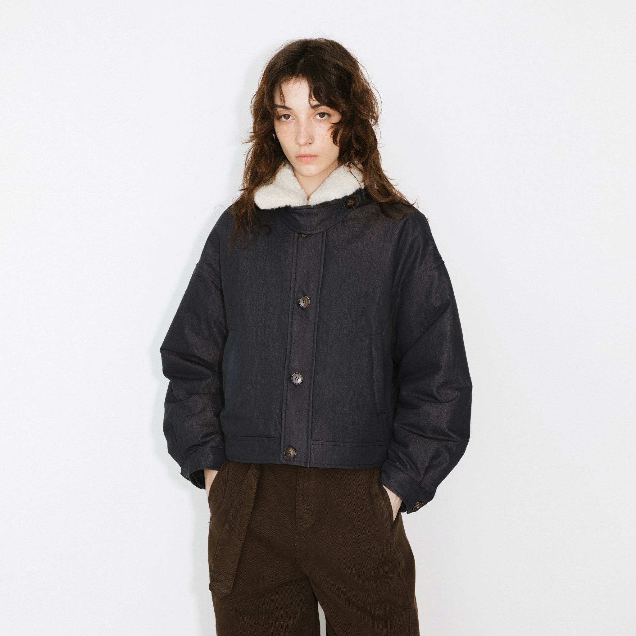 Removable Fur Collar High Neck Down Coat-3