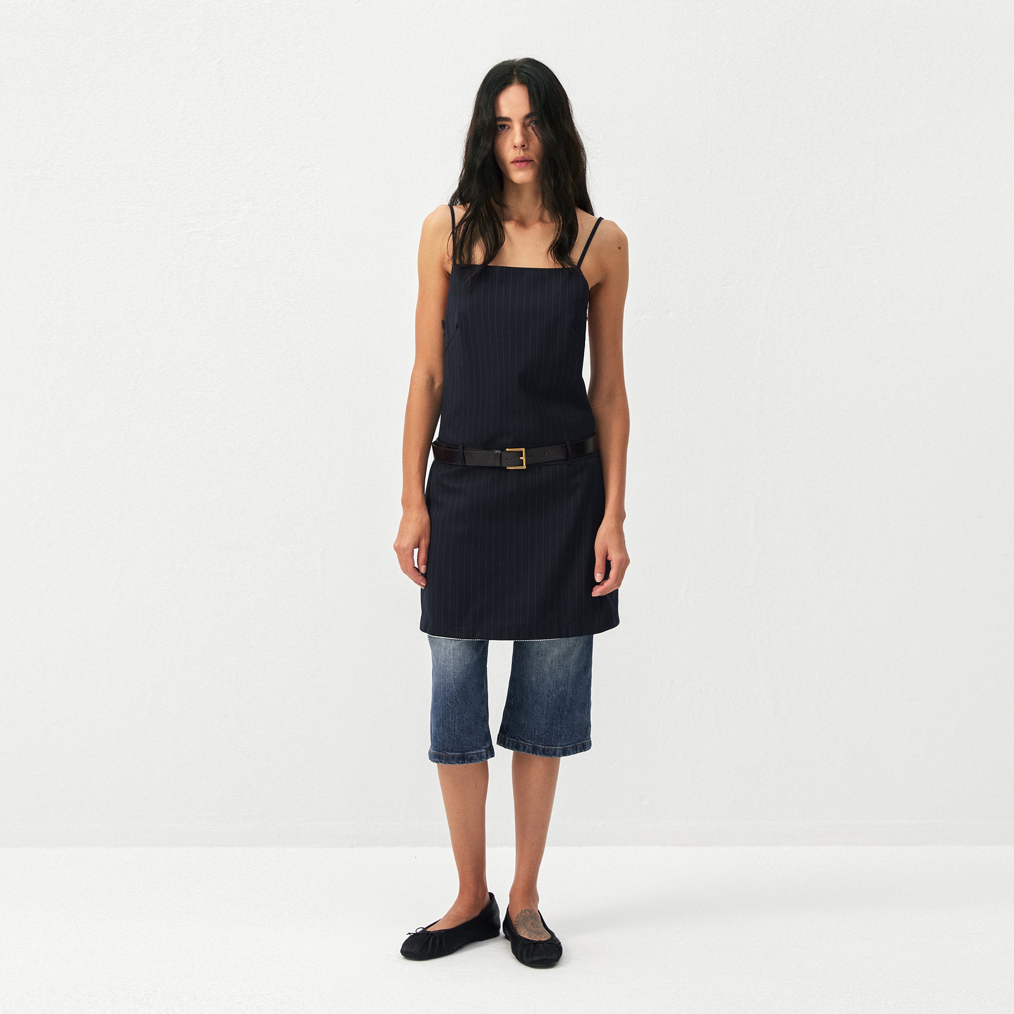 CUBIC Pinstripe Straight-Neck Camisole Top-3