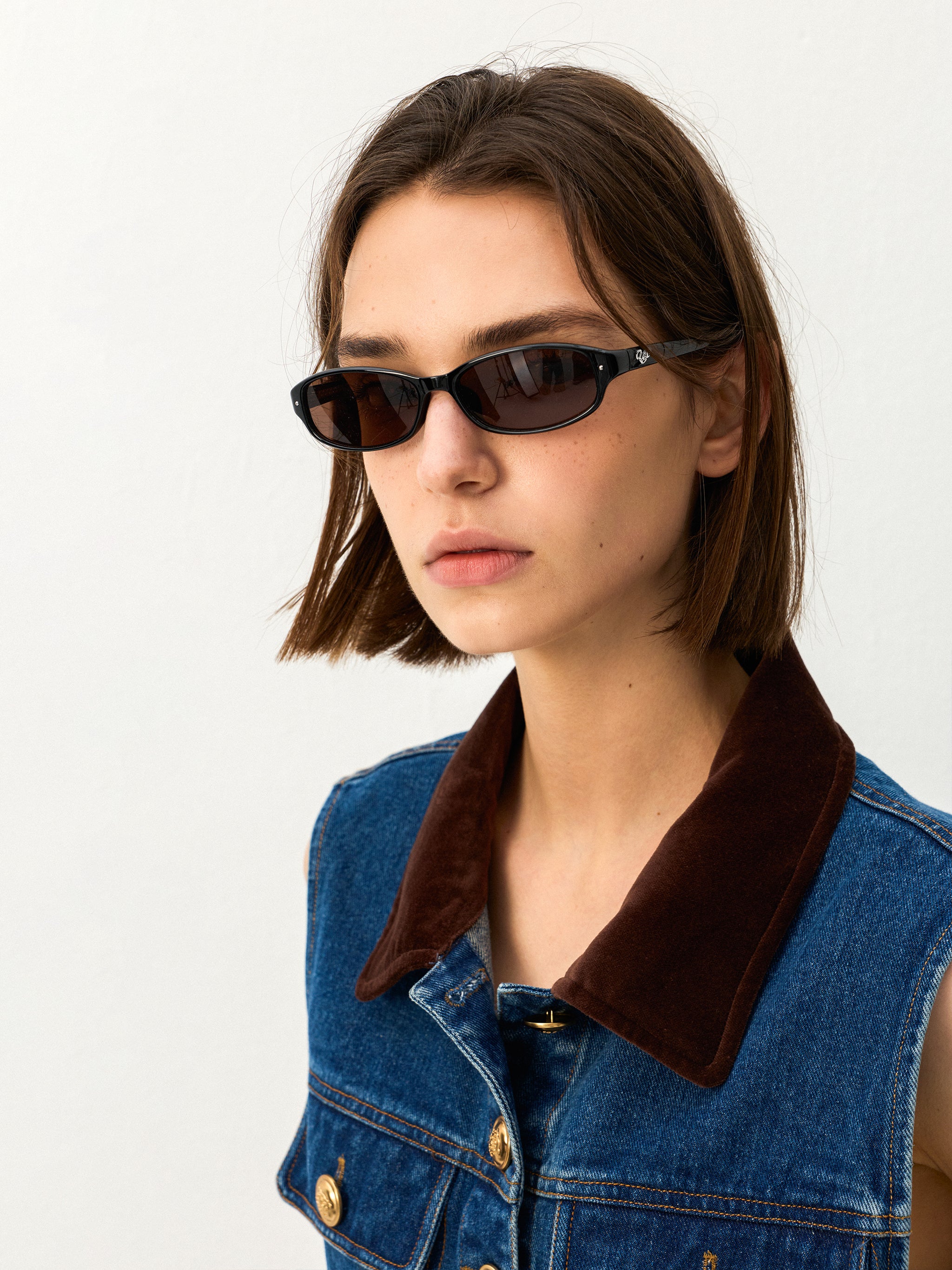 Slim Oval Tinted Sunglasses-4