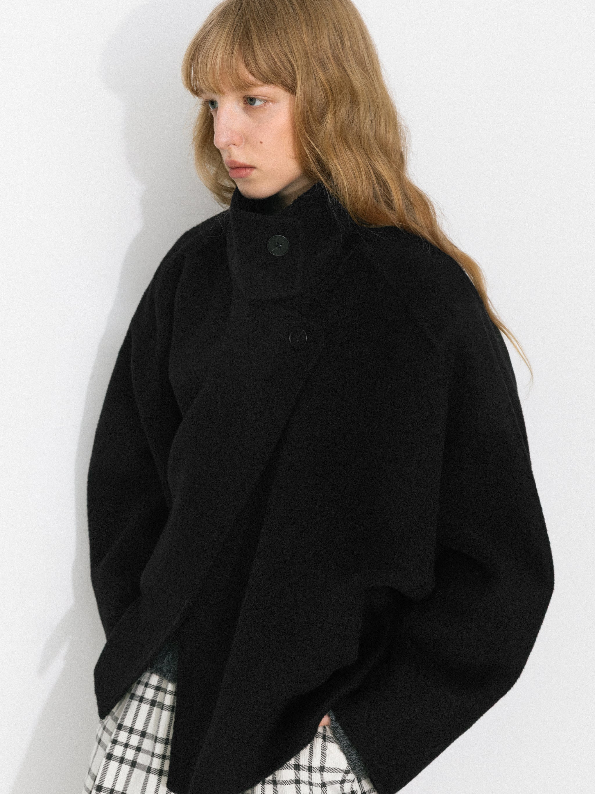 100% Wool Casual Stand-Collar Cropped Jacket-4