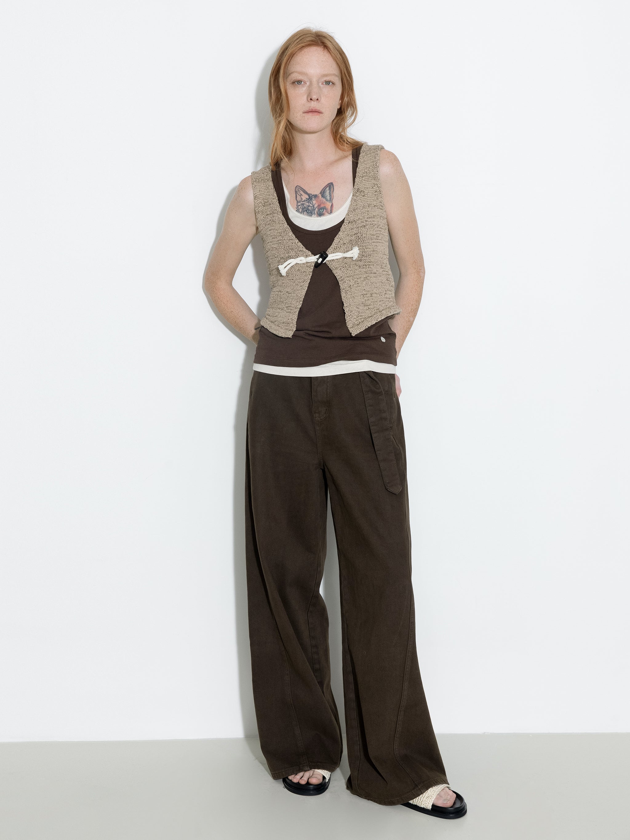 Vintage Toggle Button Knitted Cardigan Vest-4