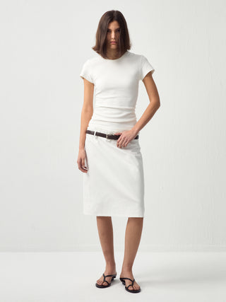 Double-Waist Straight Midi Skirt