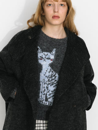 Classic Loose-Fit Stand Collar Wool-Blend Coat