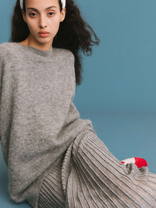 ONE BY CUBIC Lace Stitch Knitted Midi Skirt