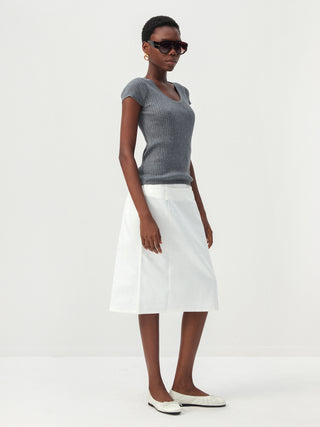 CUBIC Wool-Blend Ribbed Scoop Neck Knit Top