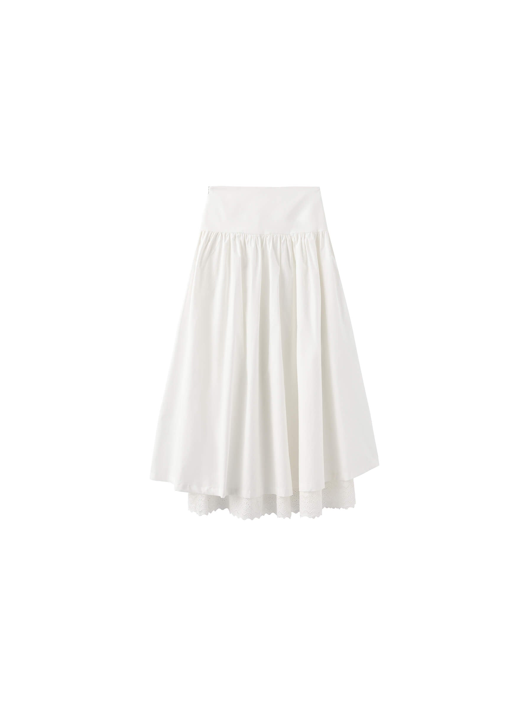 100% Cotton Double Layer Lace A-Line Skirt-15