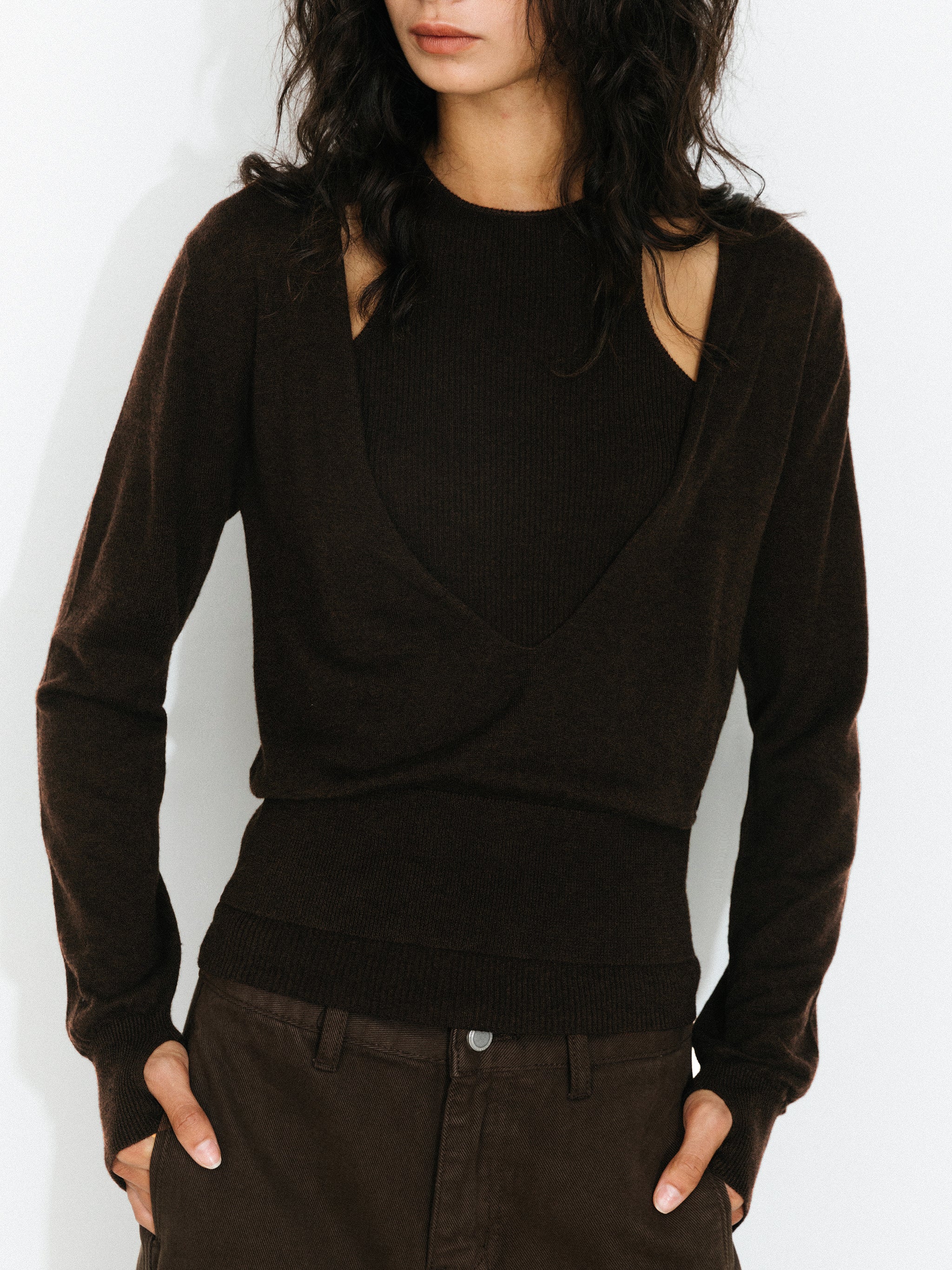 Knit Cardigan and Vest Two-Piece Set-4