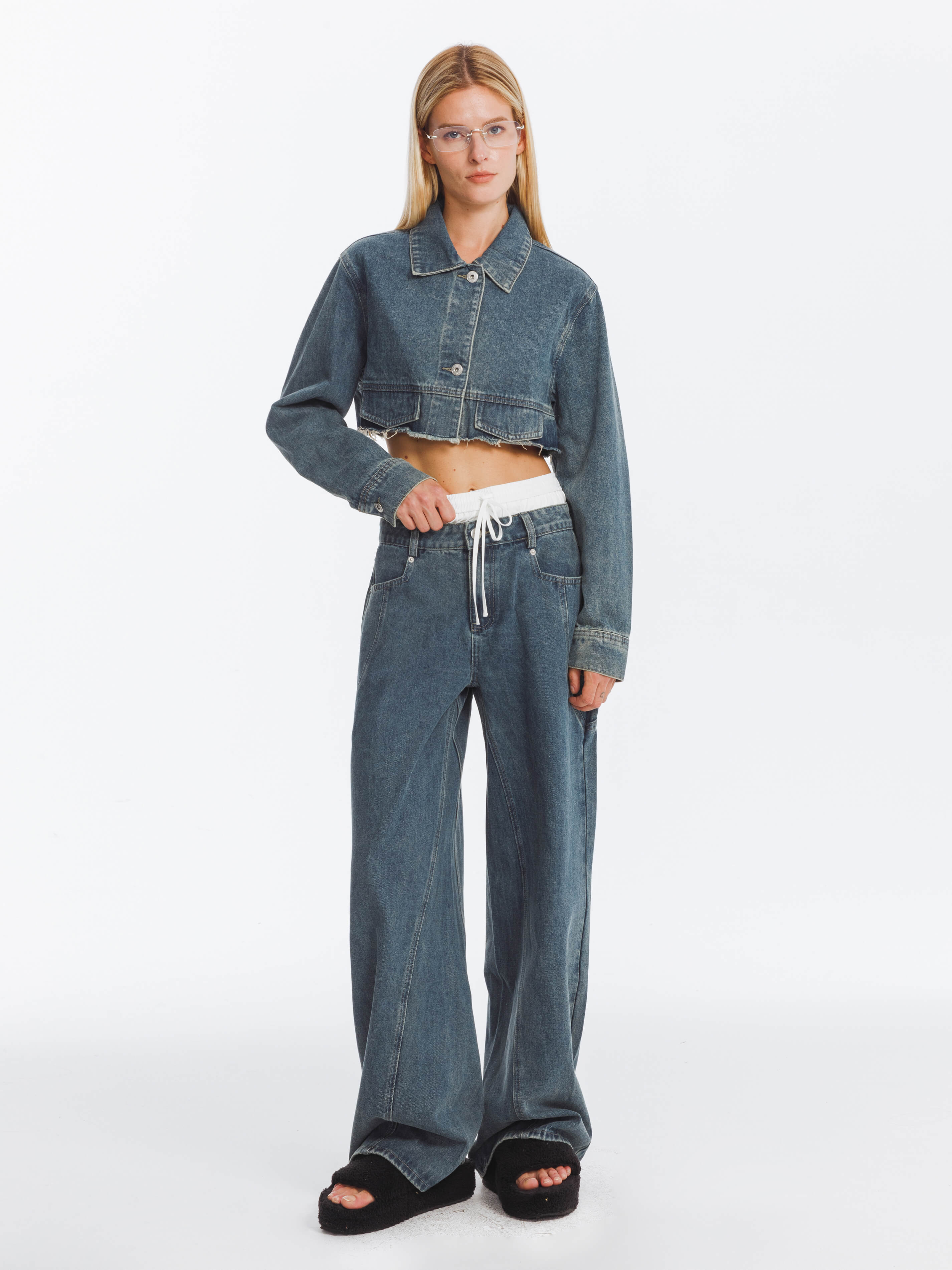 Cutaway Loose Straight Jeans-5