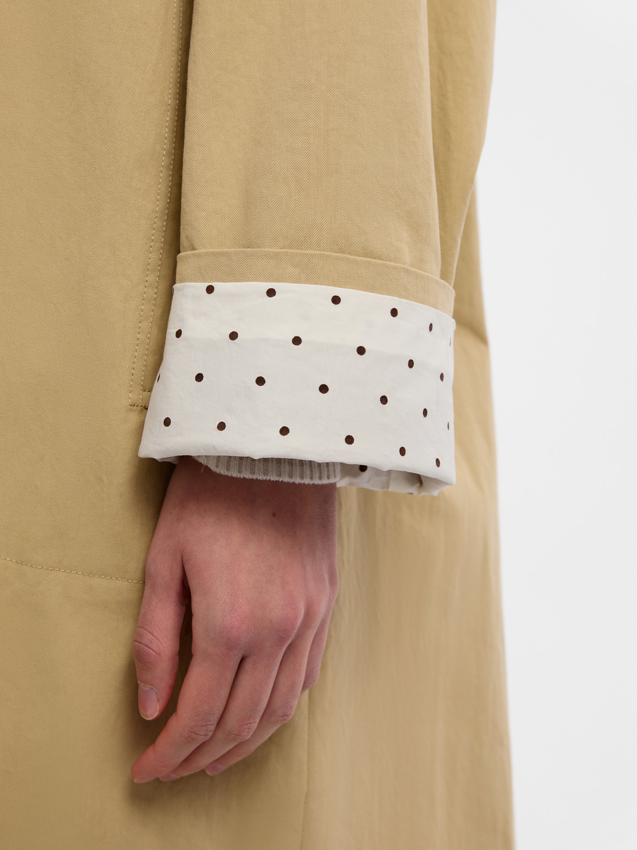 CUBIC Polka Dot Design Patchwork Trench Coat (Pre order: White)-4