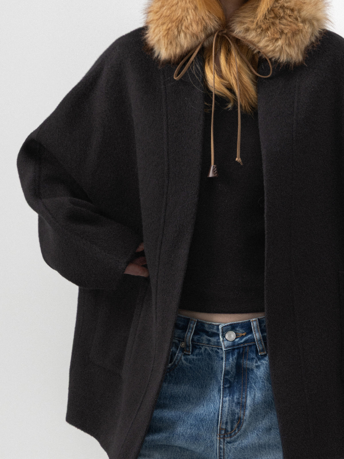 CUBIC Collarless Relaxed Wool-Blend Coat-4