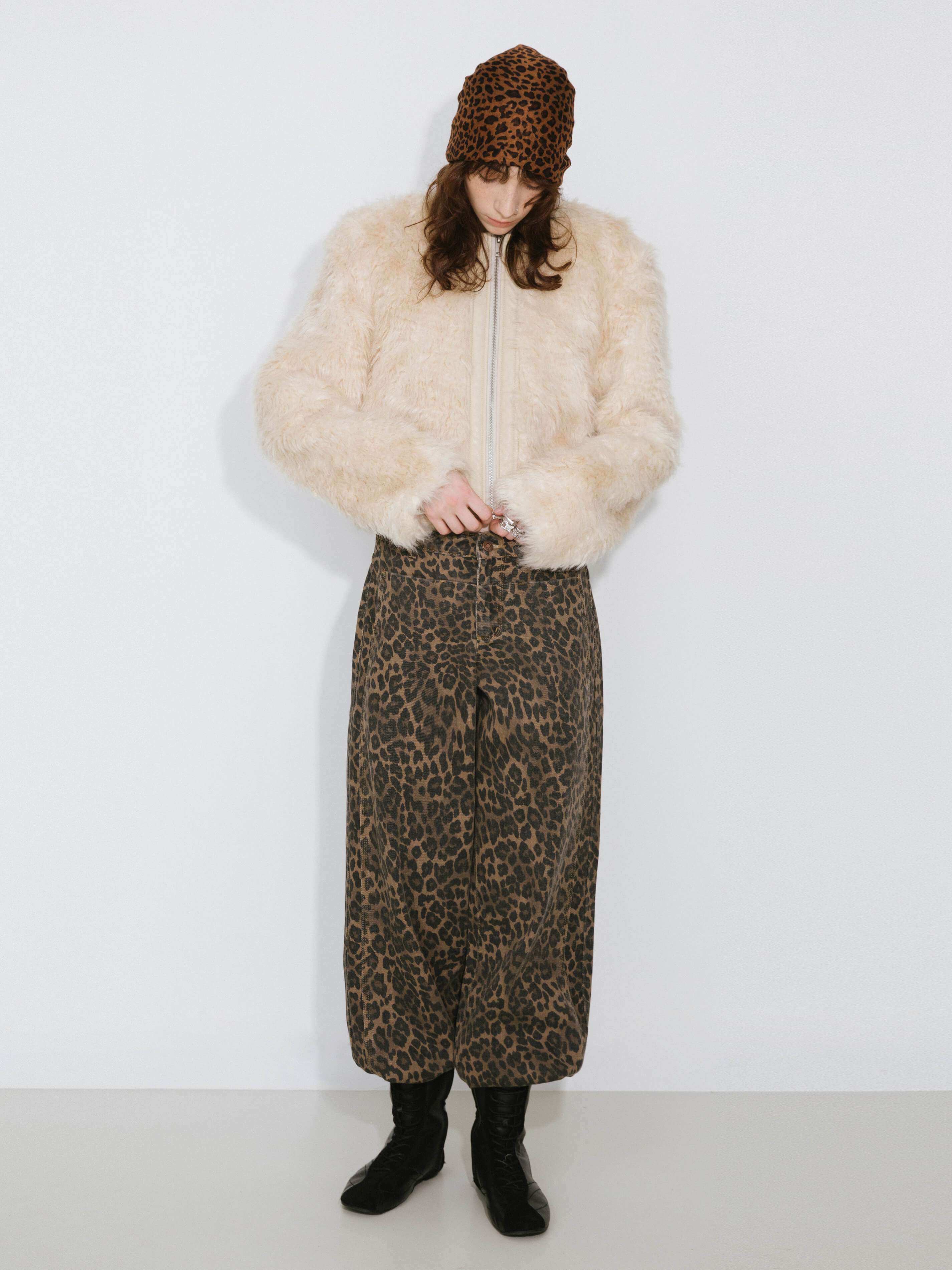 Zip Up Cropped Teddy Coat-4