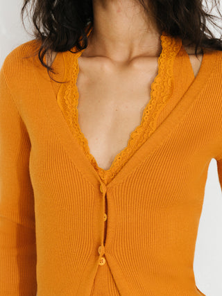 Layered Look Halter Neck Slim-Fit Knit Cardigan