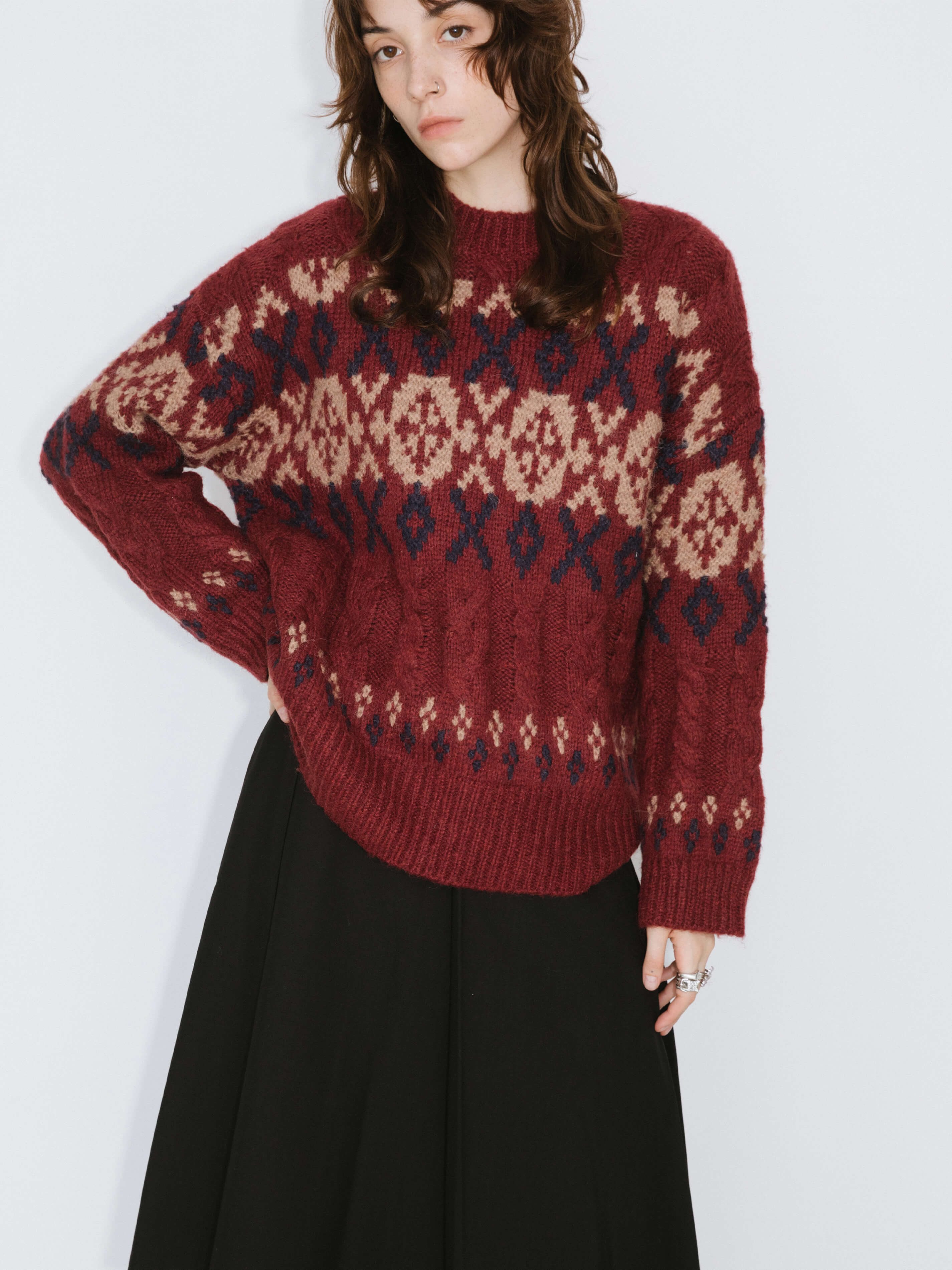 Mock Neck Boxy Knit Sweater-4