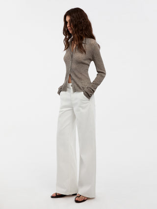 CUBIC Linen Collared Long-Sleeved Knit Sweater