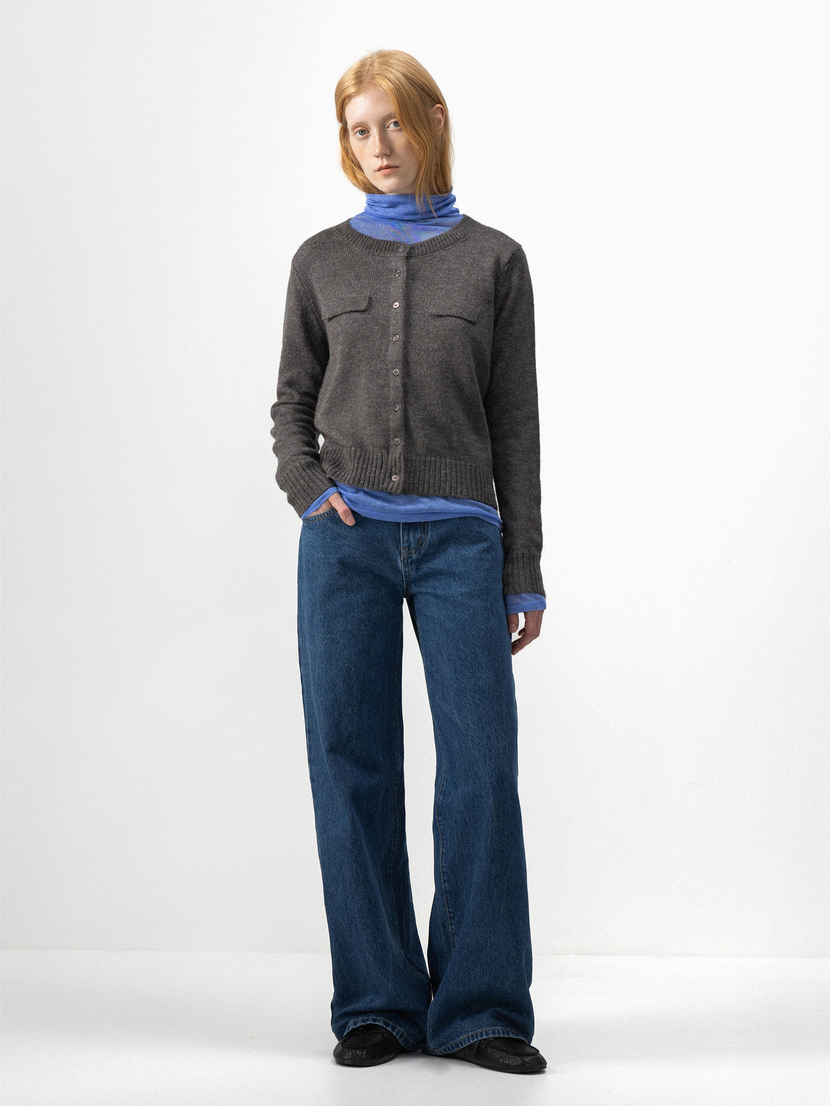 CUBIC Marled Knit Button-Up Cardigan-4