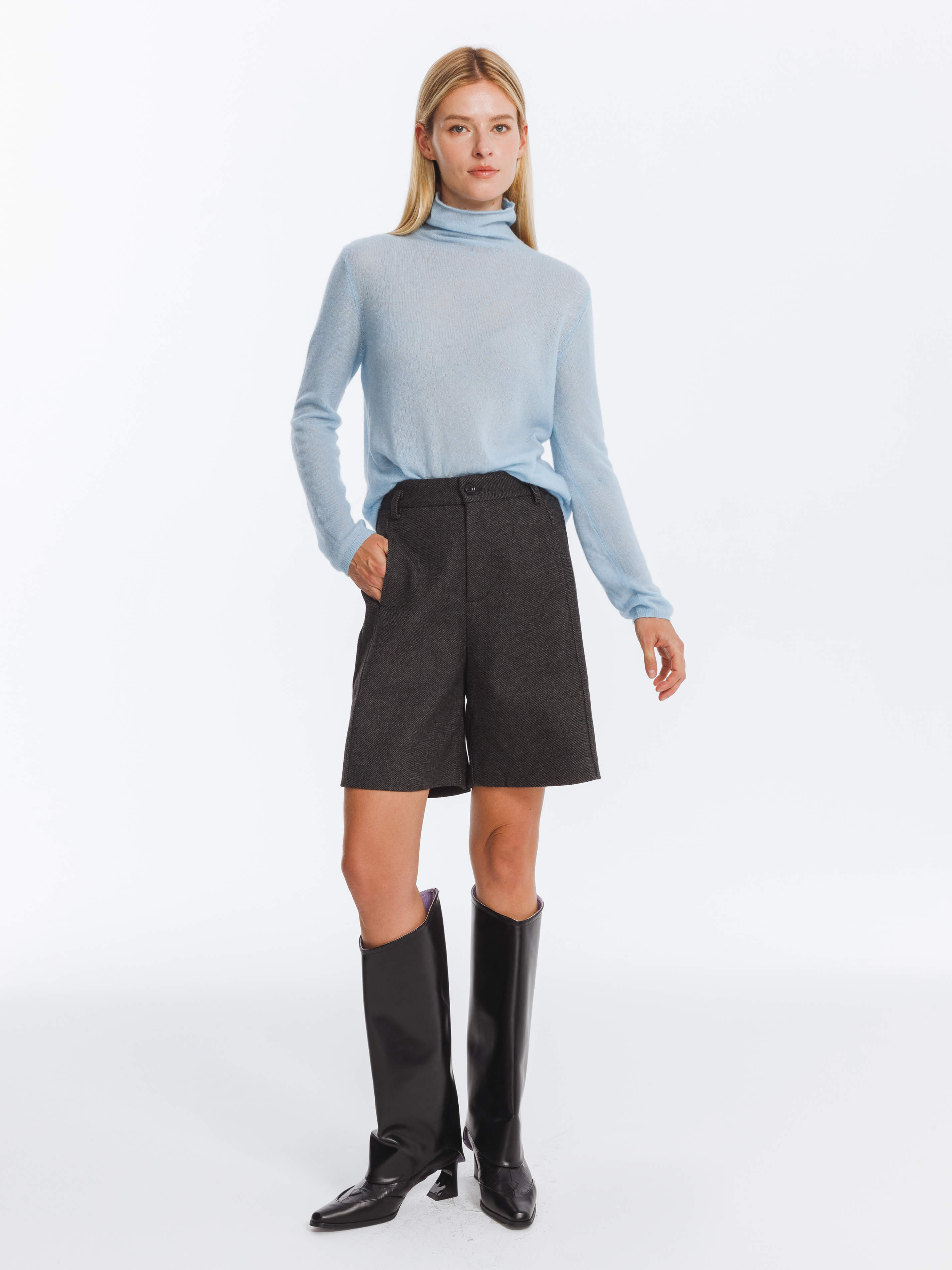 Thin Wool Long Sleeves Top-4