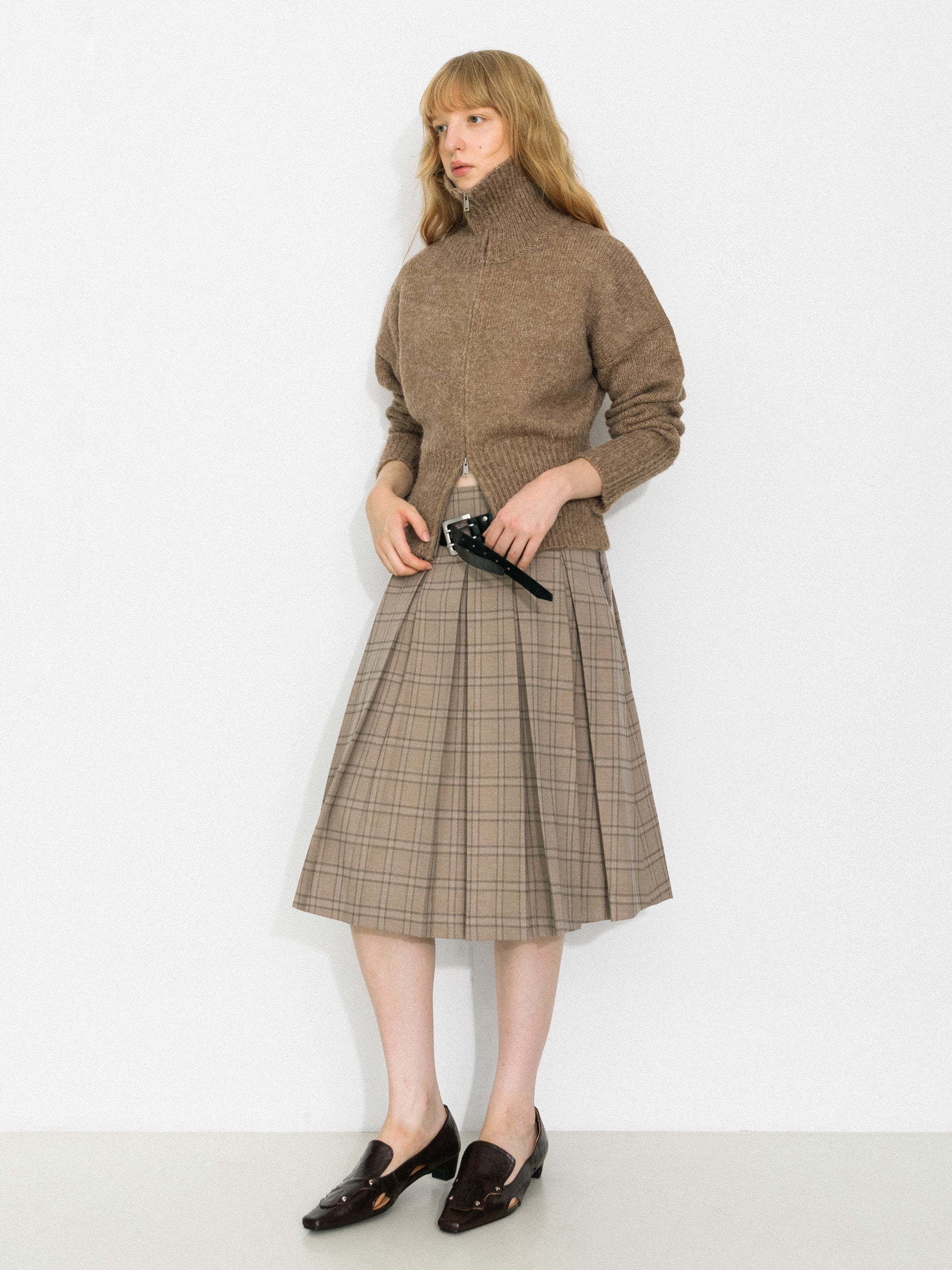 Classic Checked A-Line Pleated Mini Skirt-4