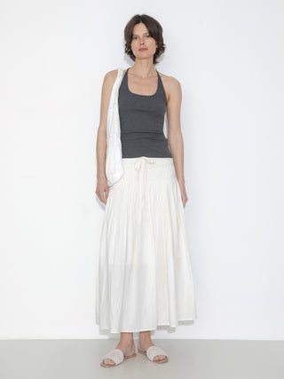 High-Waist Drawstring Pleated Skirt