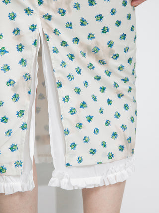 Lace Patchwork Floral Printed Skirt