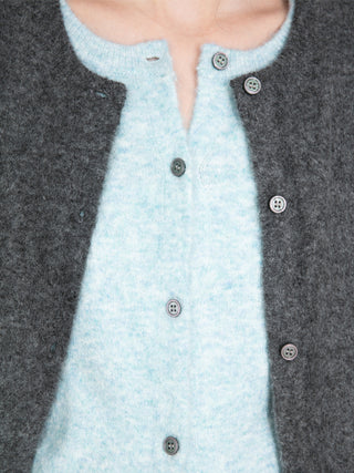 Crewneck Knit Button-Up Cardigan