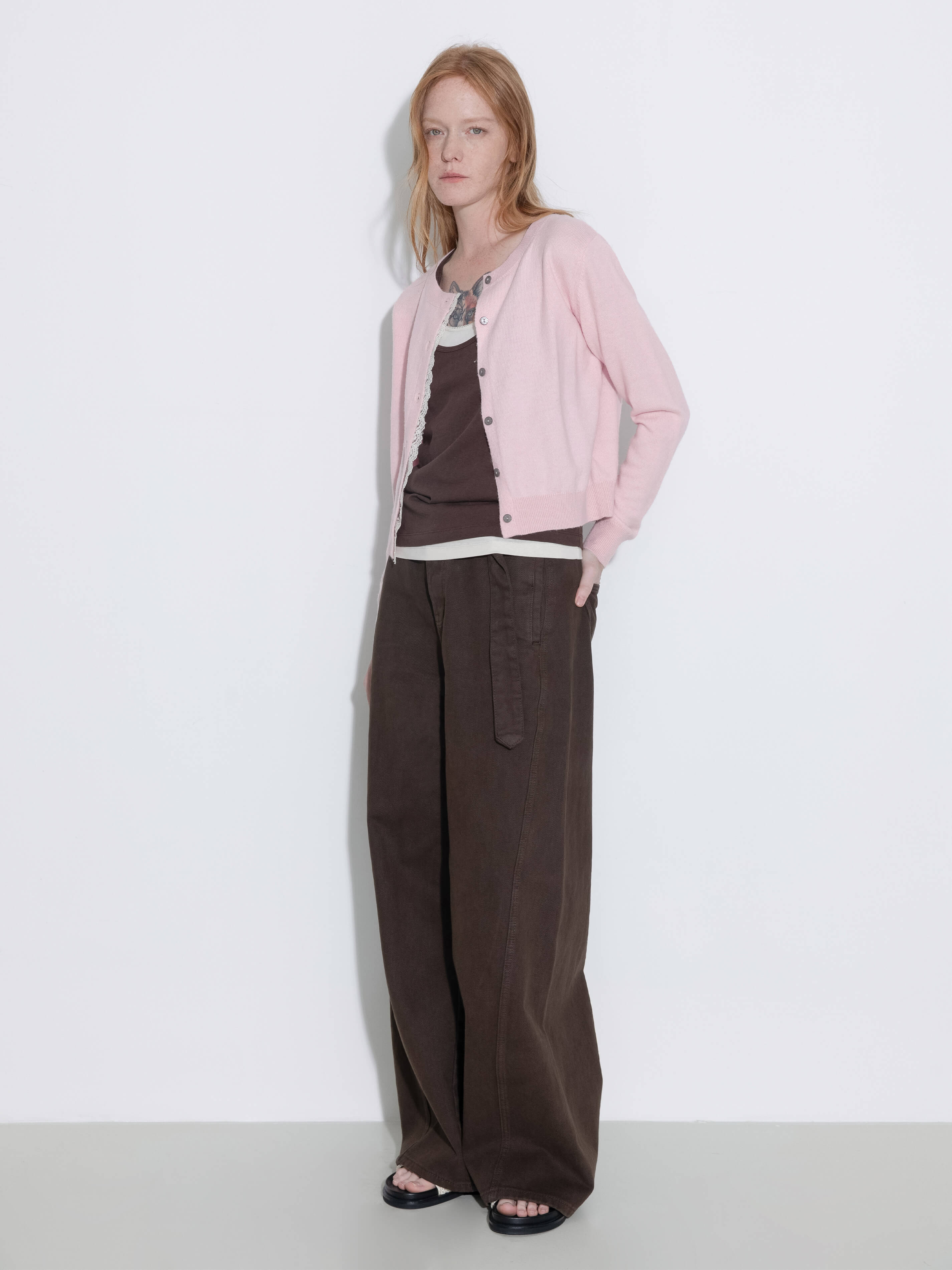 Lace Trim Knit Wool Cardigan-4