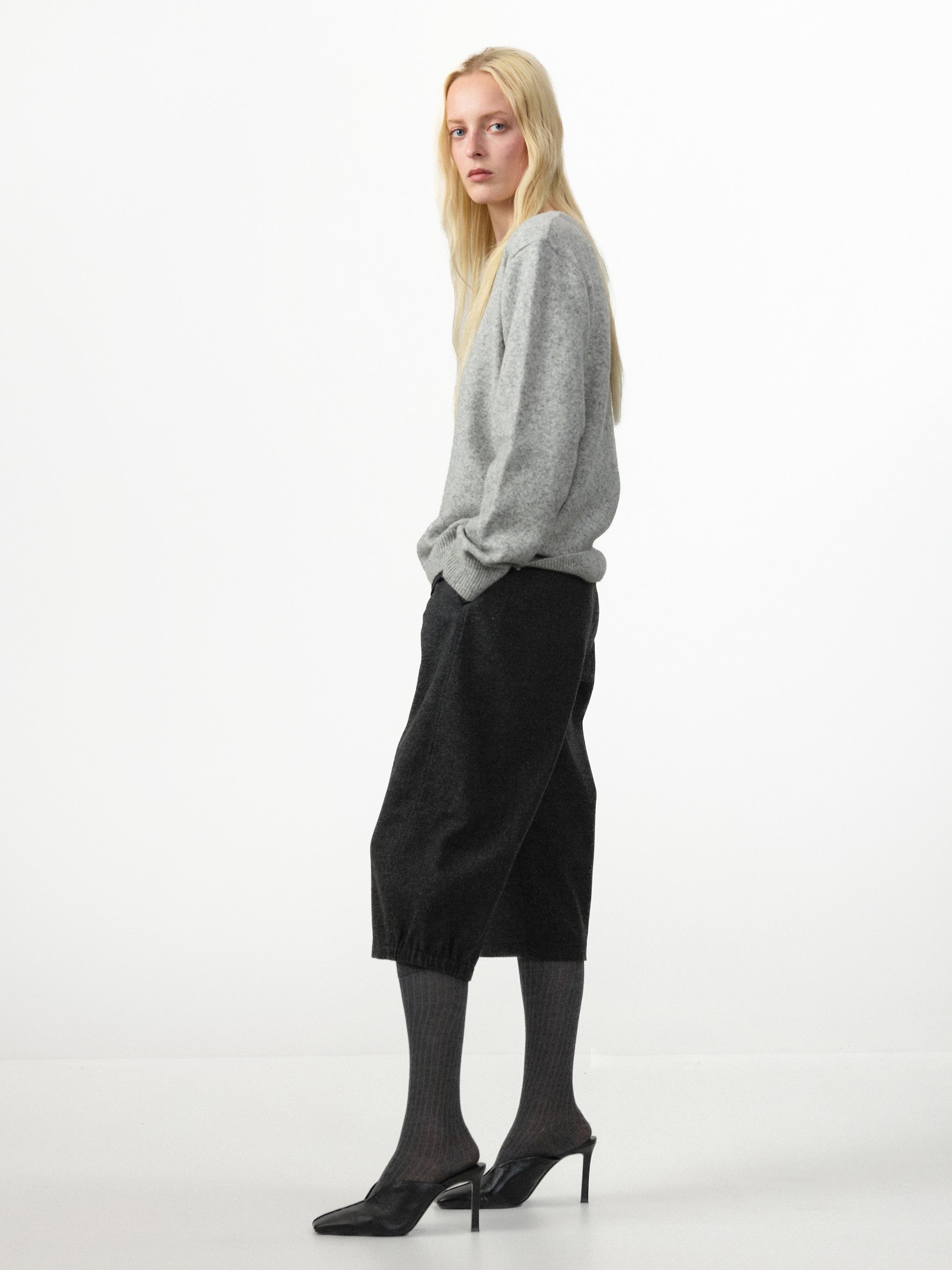 CUBIC Pleated Cropped Culotte Pants -Wool Version-4
