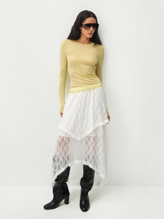 Lace Asymmetrical Layered Maxi Skirt