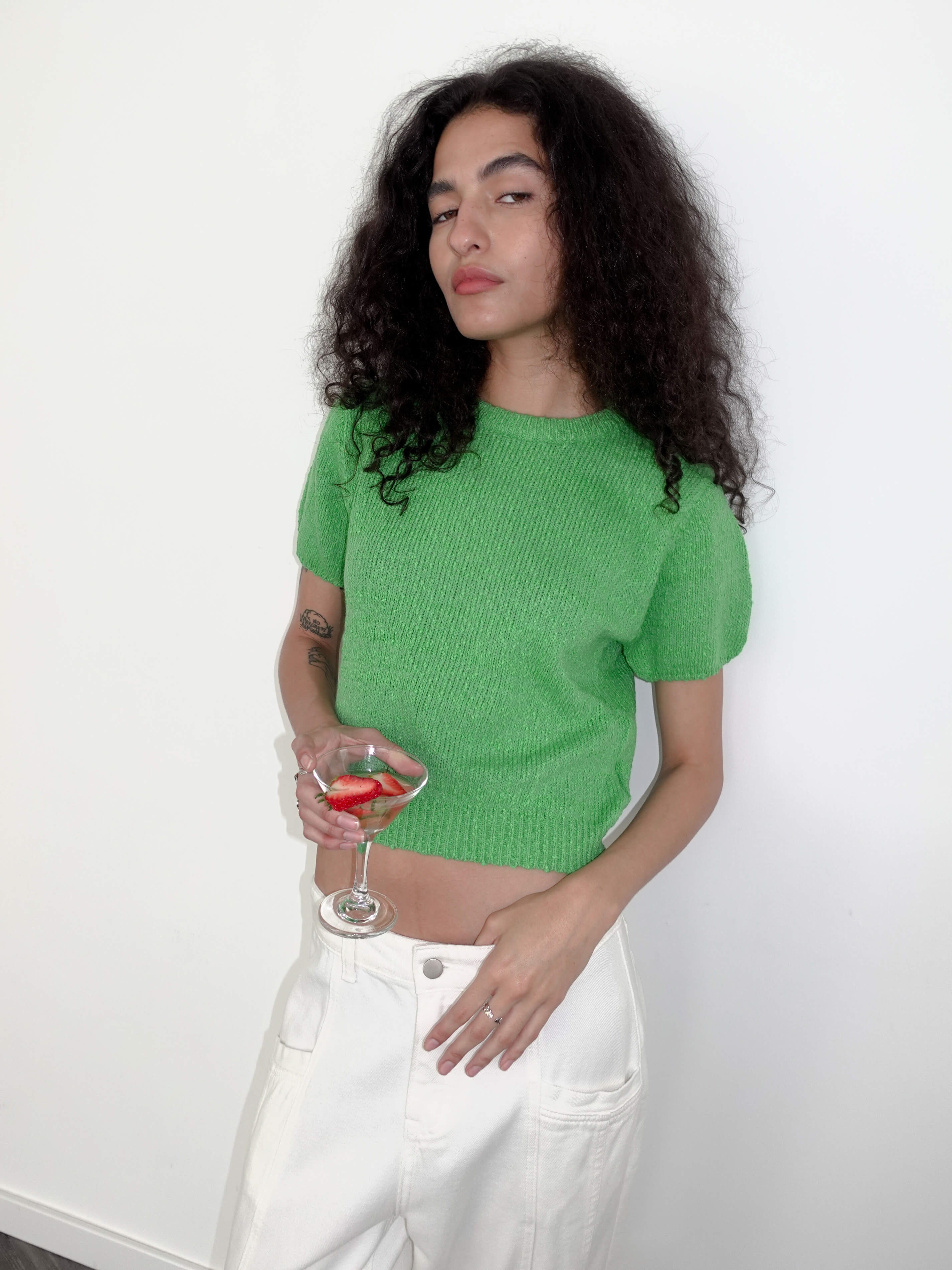 Round Neck Loose Knit T-Shirt-4