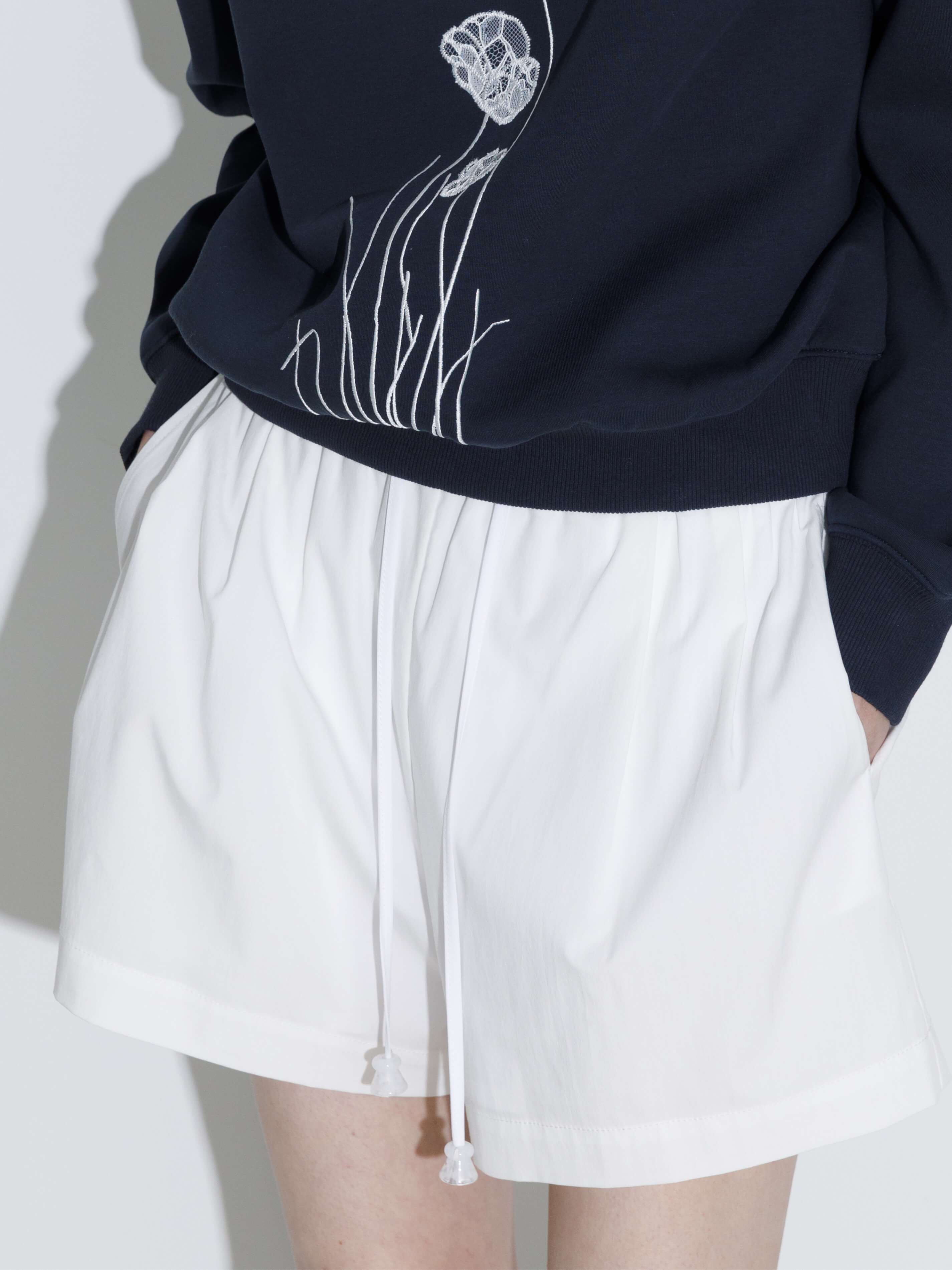Drawstring Elastic Waist Mini Shorts-5