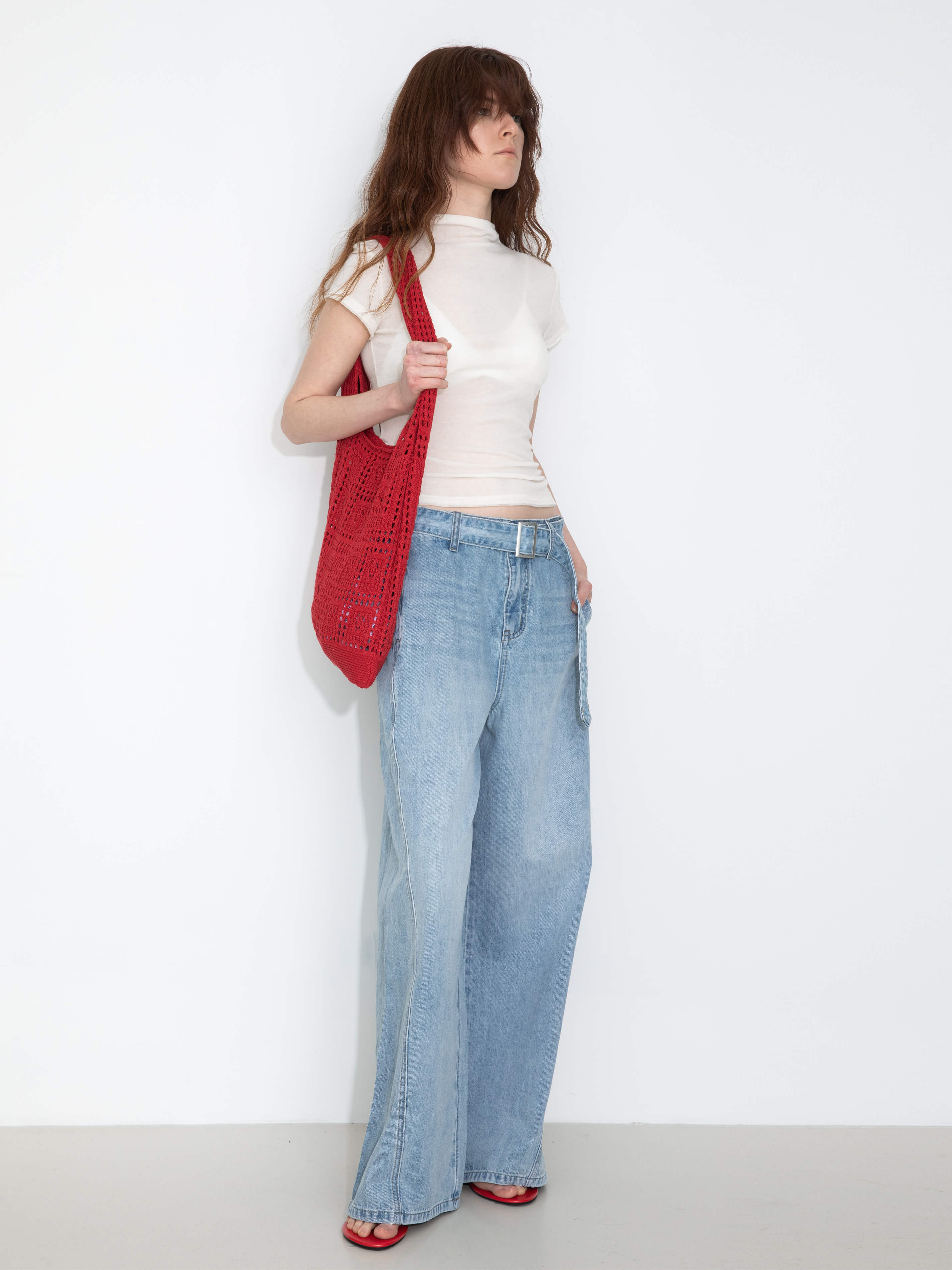 Wide-Leg Straight Jeans with Belt-4