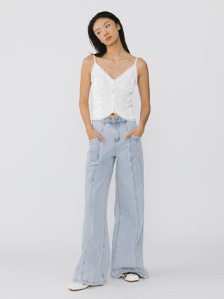 Front Stitch Wide Leg Jeans