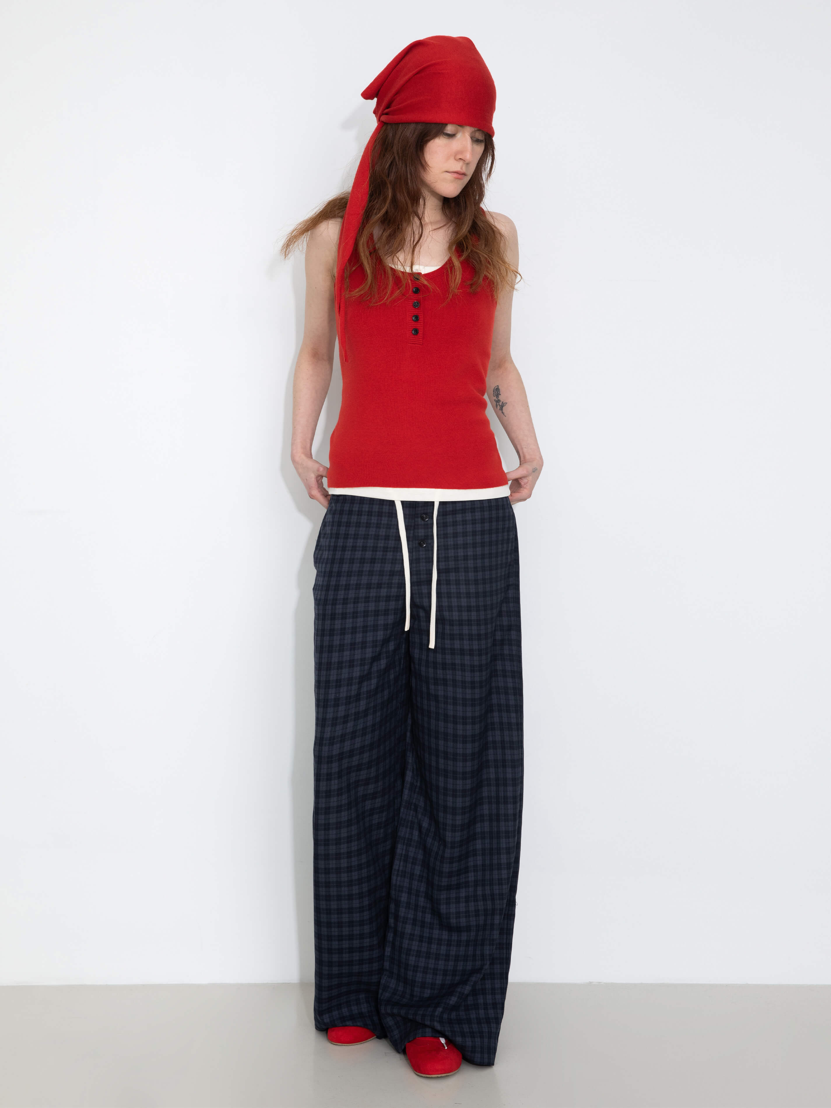 Slim-Fit Knit Henley Vest with Neck Tie-4