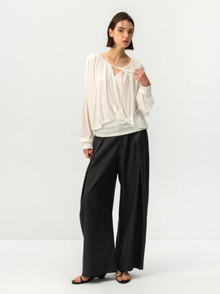 CUBIC Tie Neck Batwing Blouse
