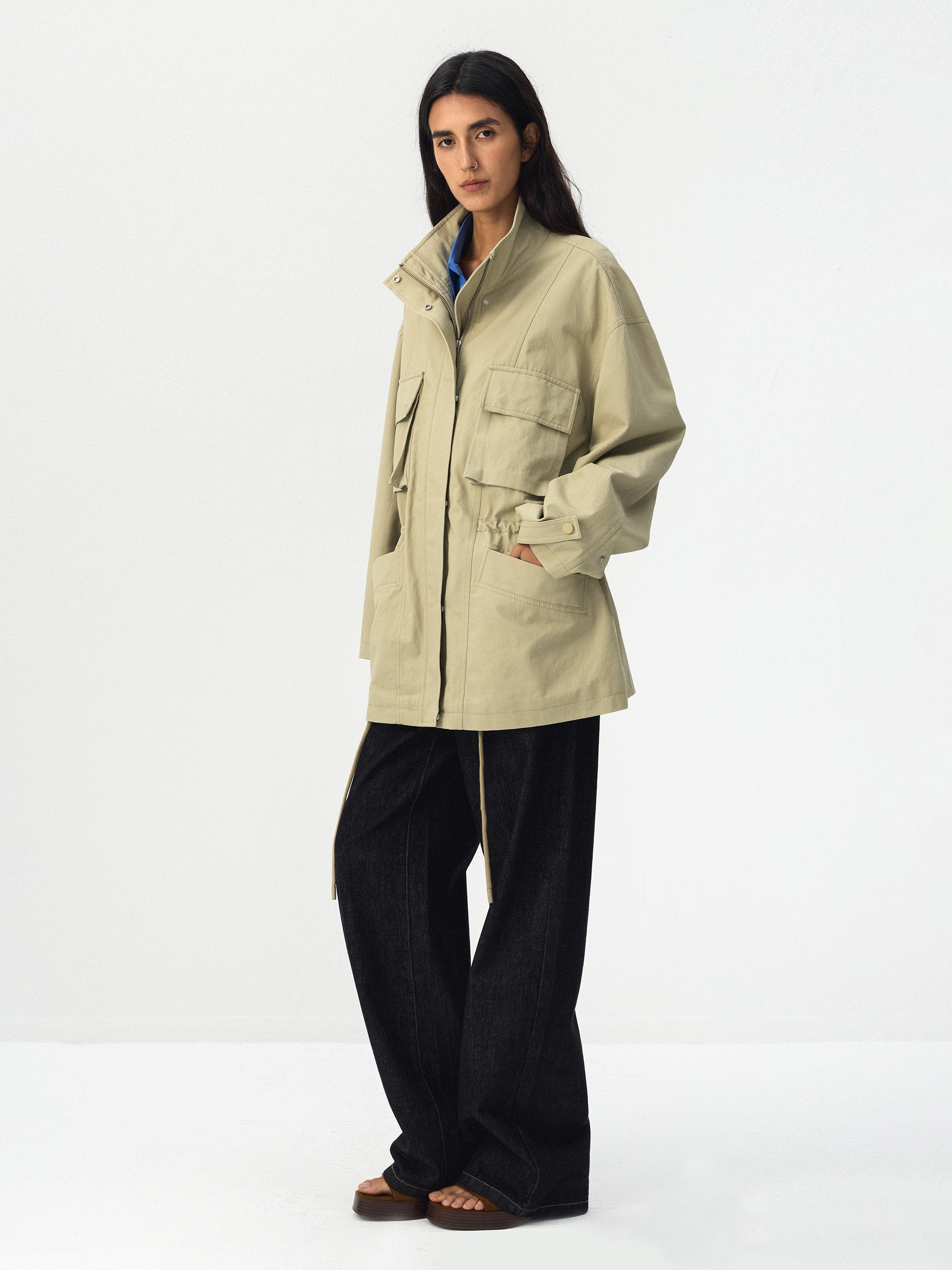 CUBIC Drawstring Waist Cargo Field Jacket-4