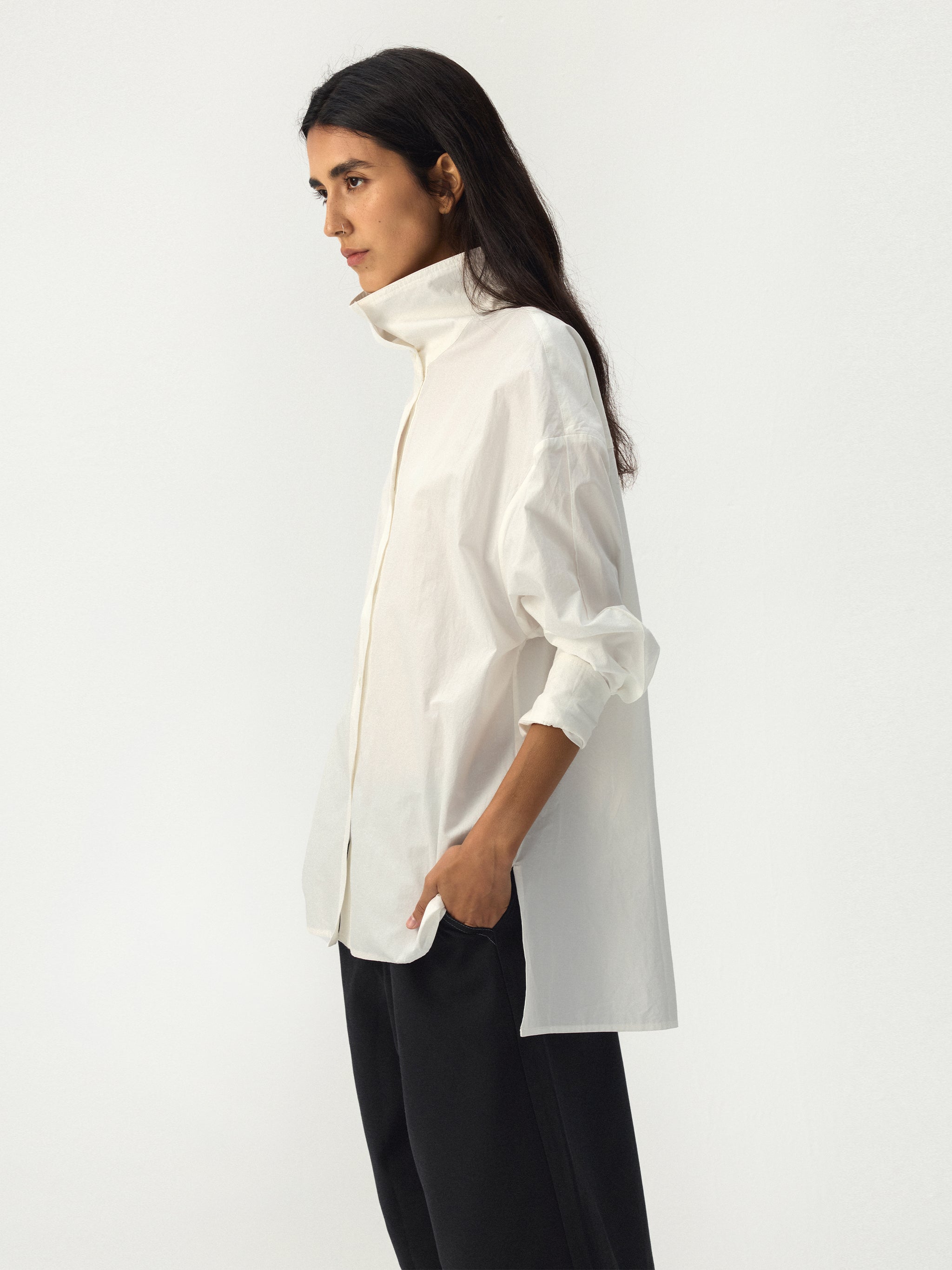 CUBIC Stand Collar Cotton Shirt-4