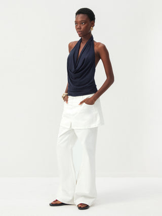 CUBIC Minimal Cowl Neck Halter Camisole
