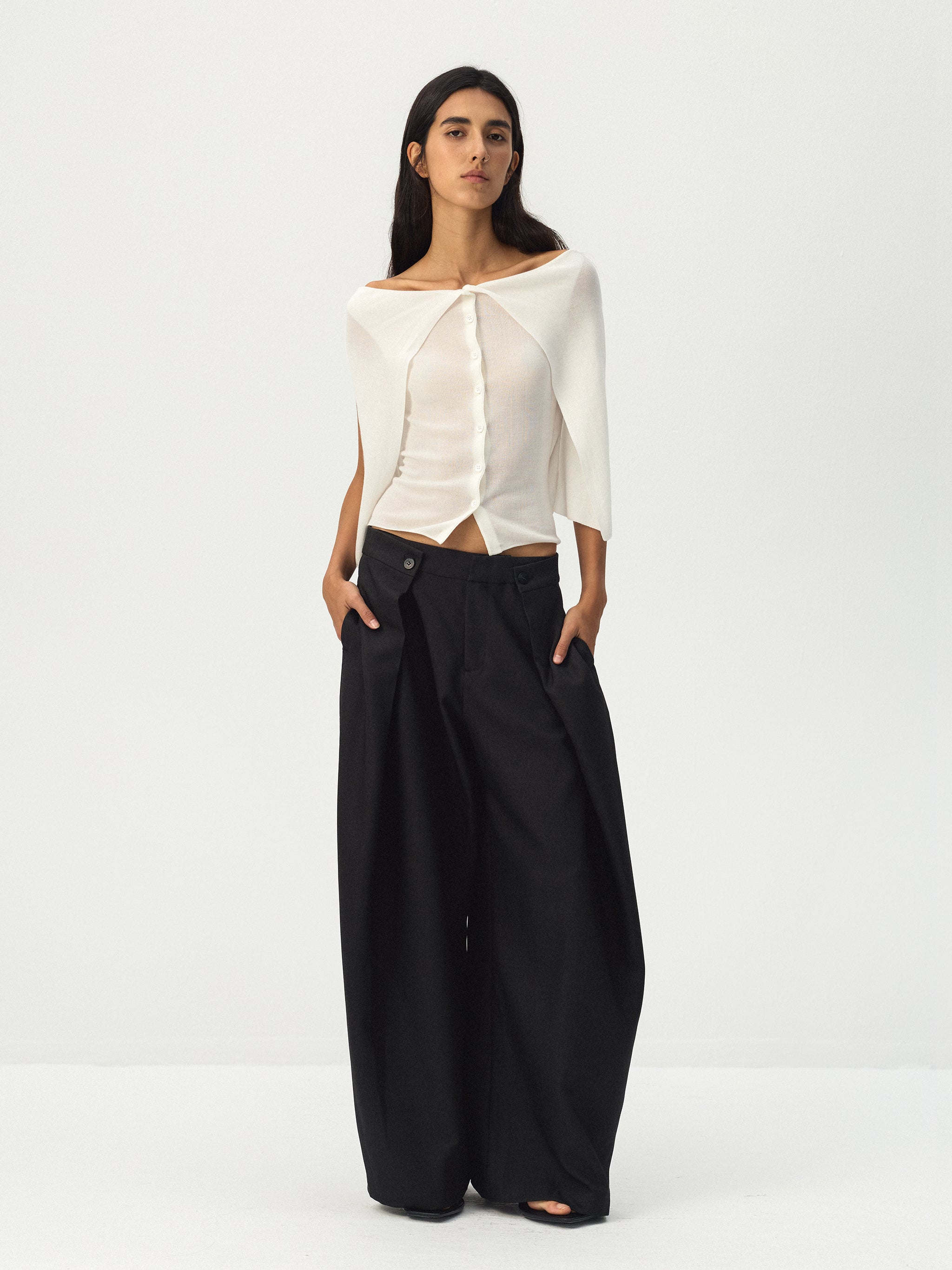 CUBIC Draped Wide Leg Trousers-4