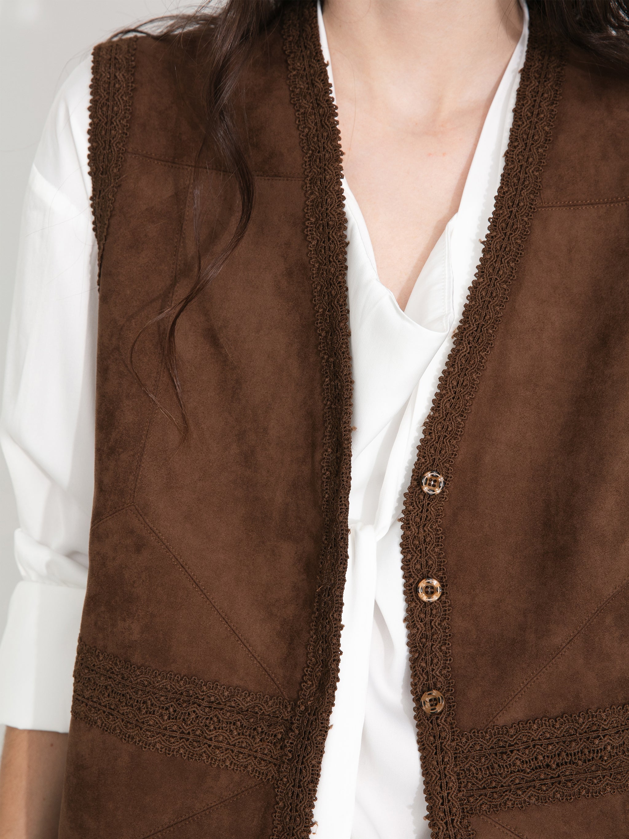 Faux Suede Panelled Vest Top-4