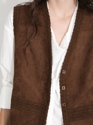 Faux Suede Panelled Vest Top