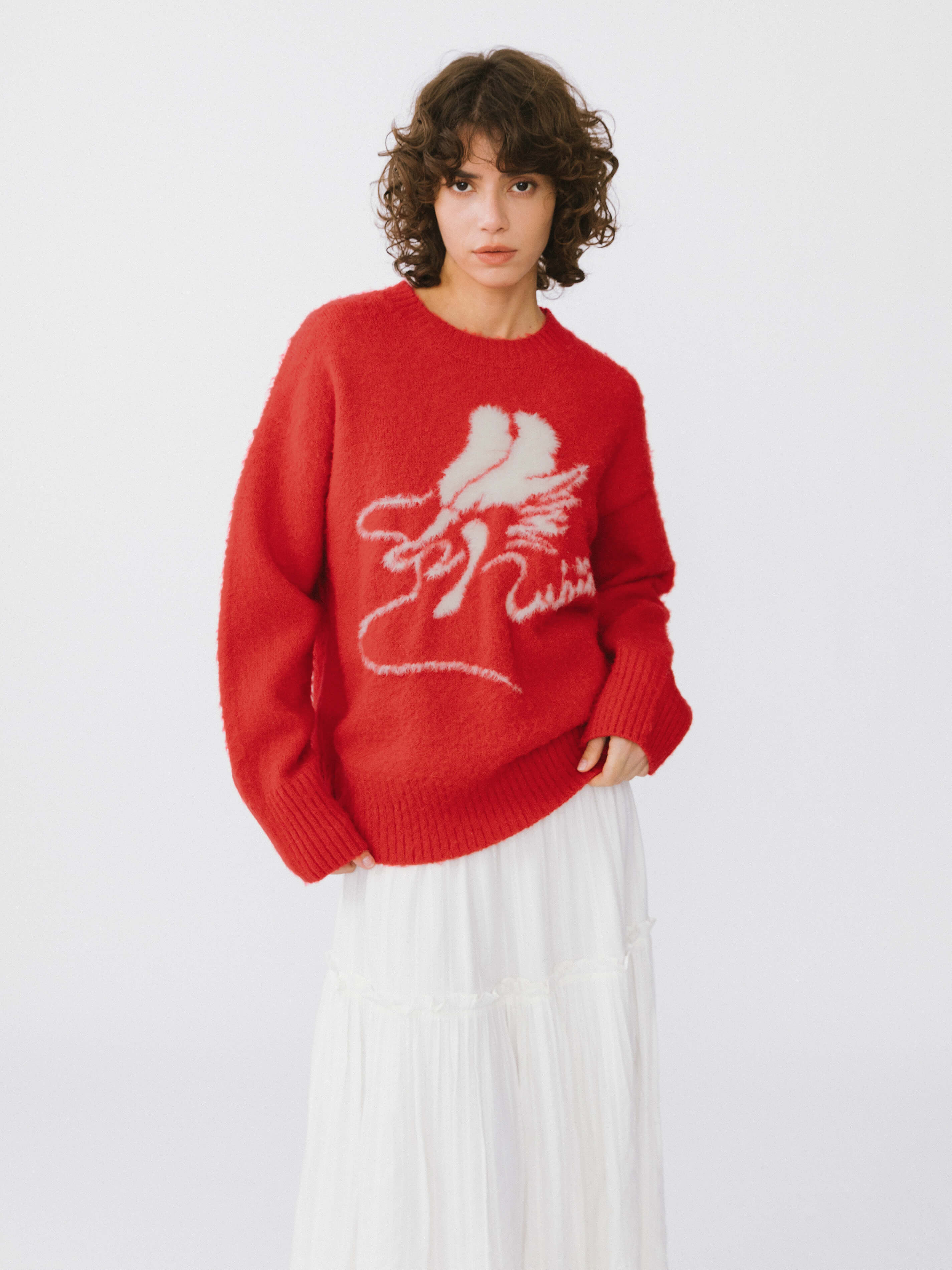 Loose Fit Color Block Jacquard Sweater-2