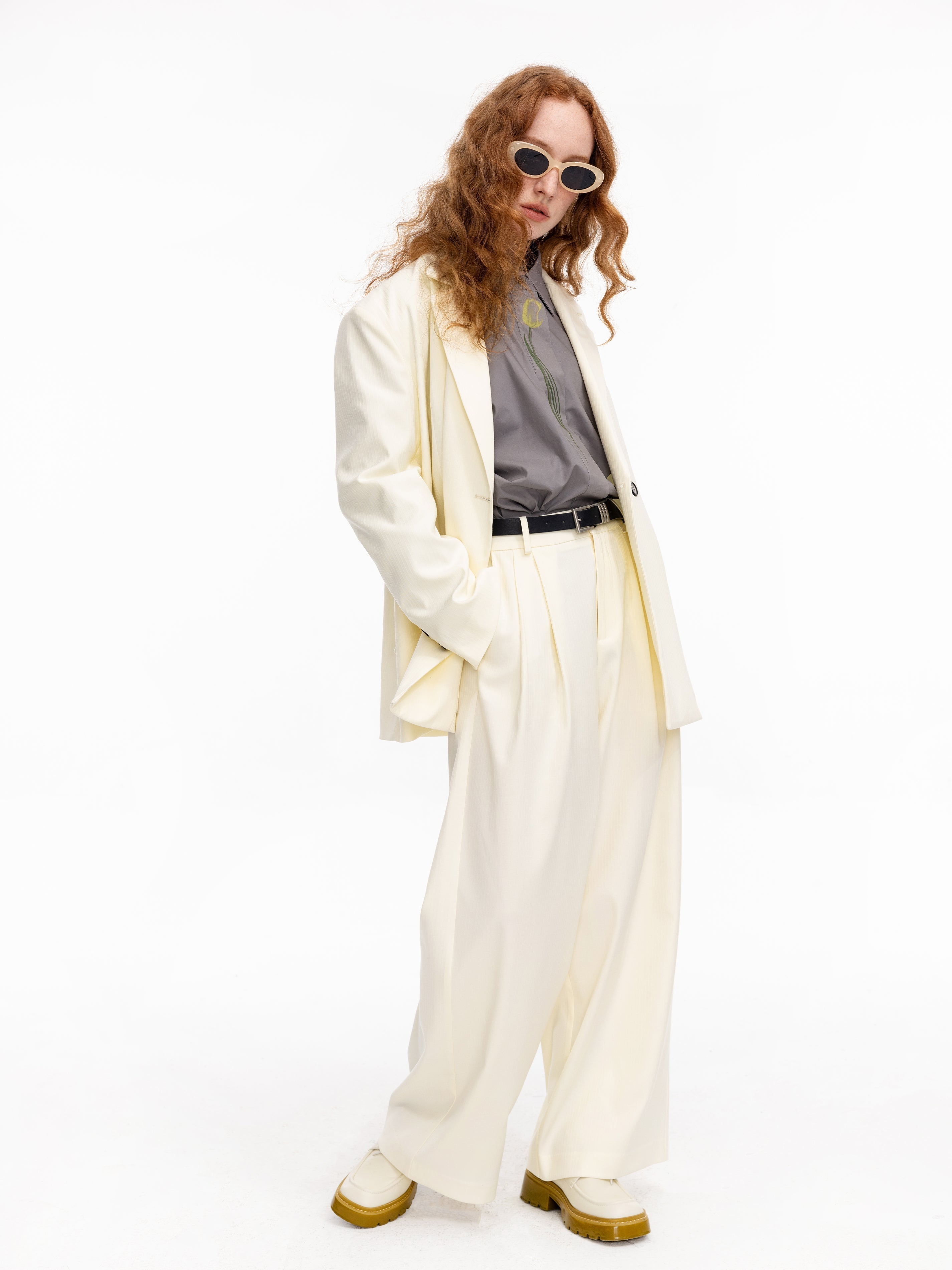 Double Breasted Beige Blazer-5
