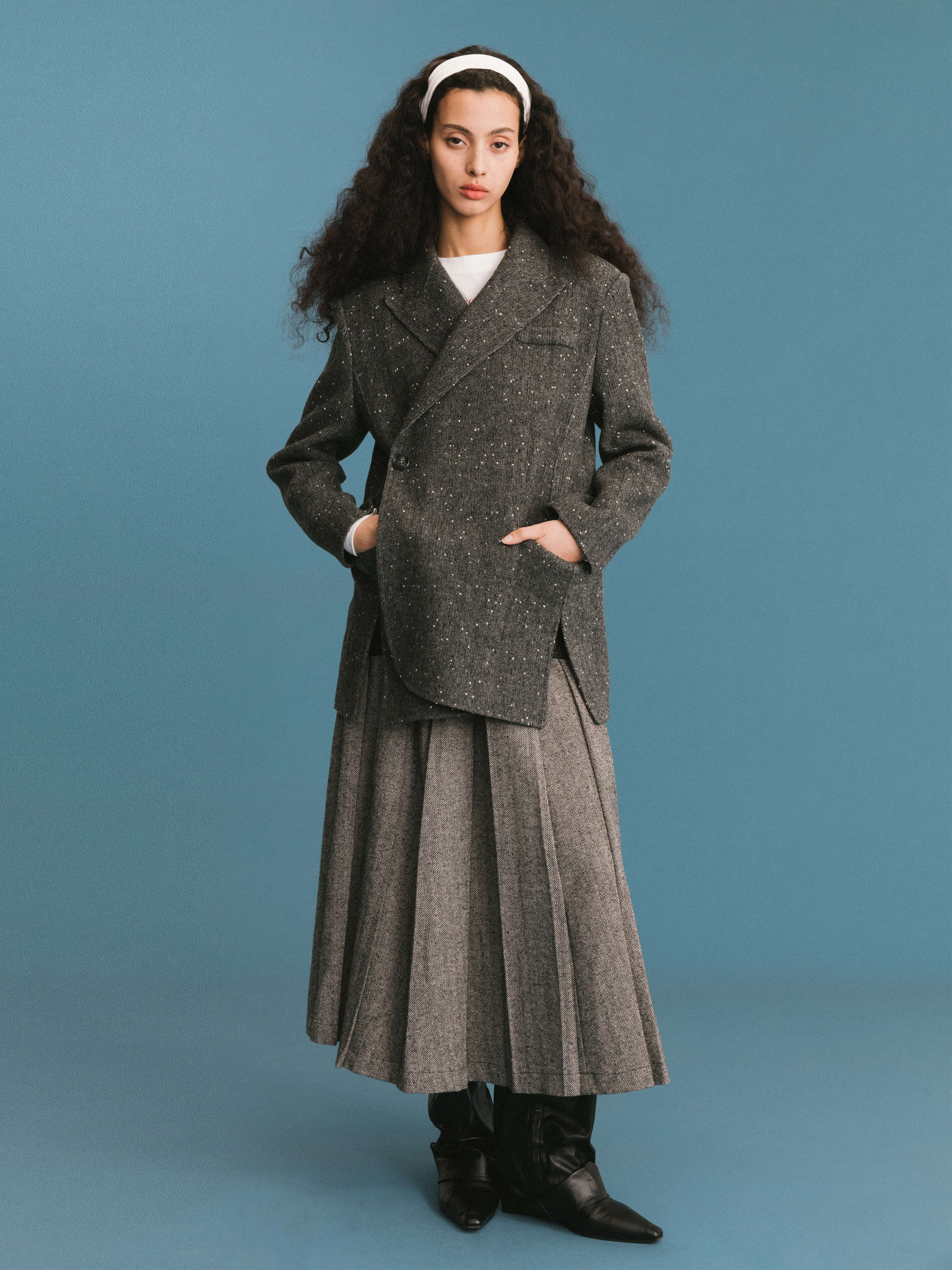 ONE BY CUBIC Double Face Tailored Wool Jacket-5