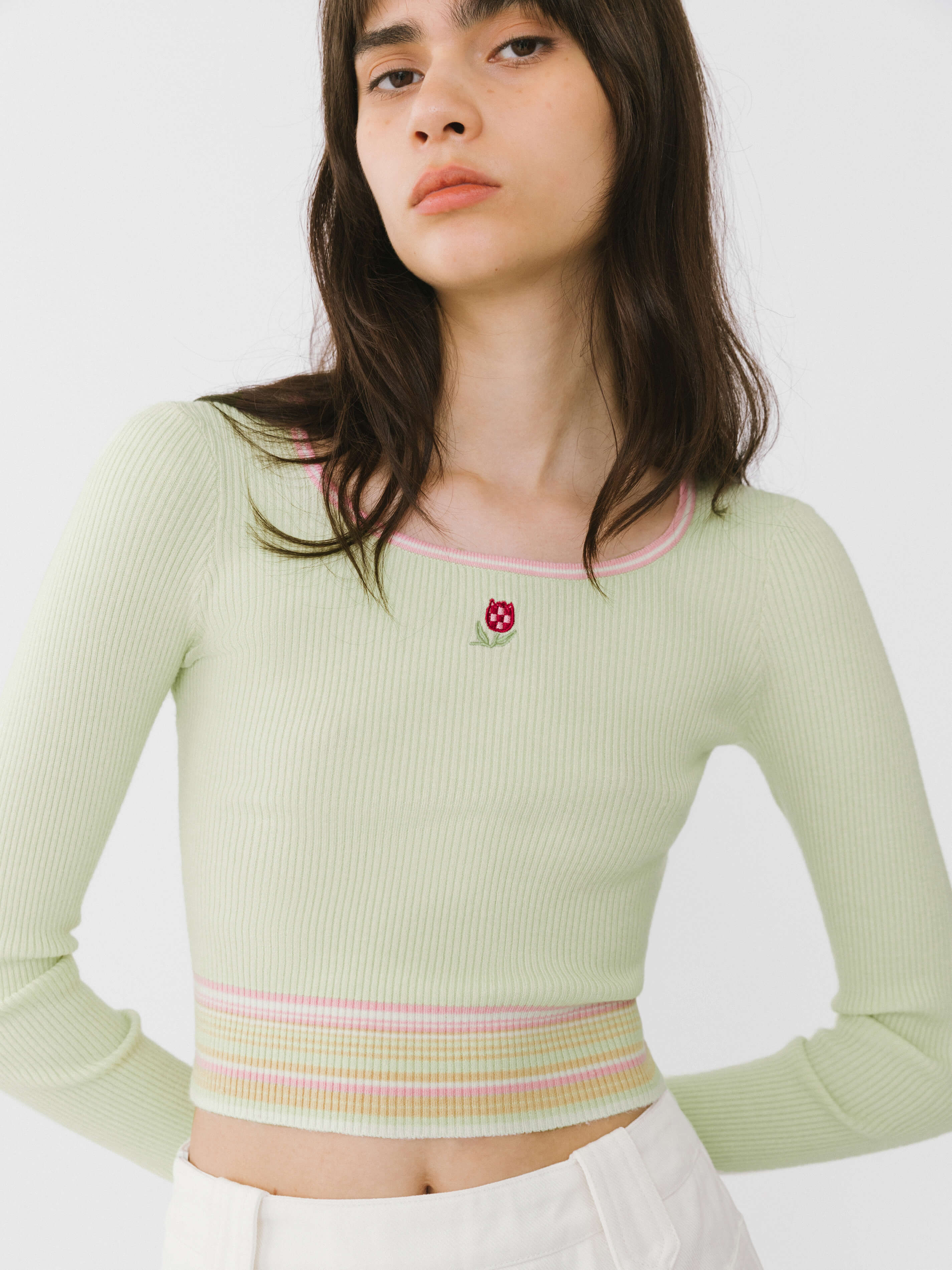 Boat Neck Long Sleeve Knit Top-10