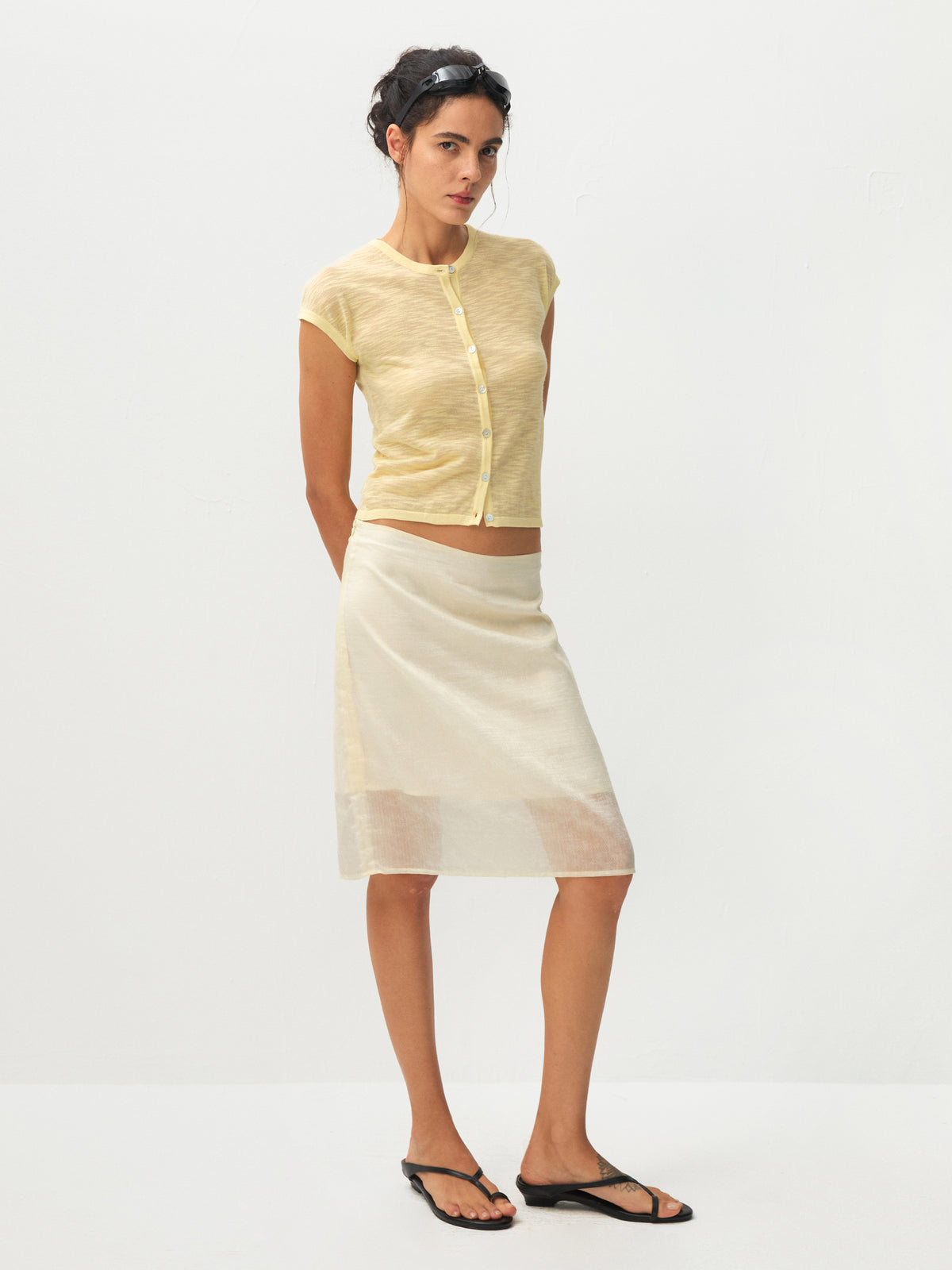 CUBIC  Lyocell Semi-Sheer Pencil Midi Skirt-4