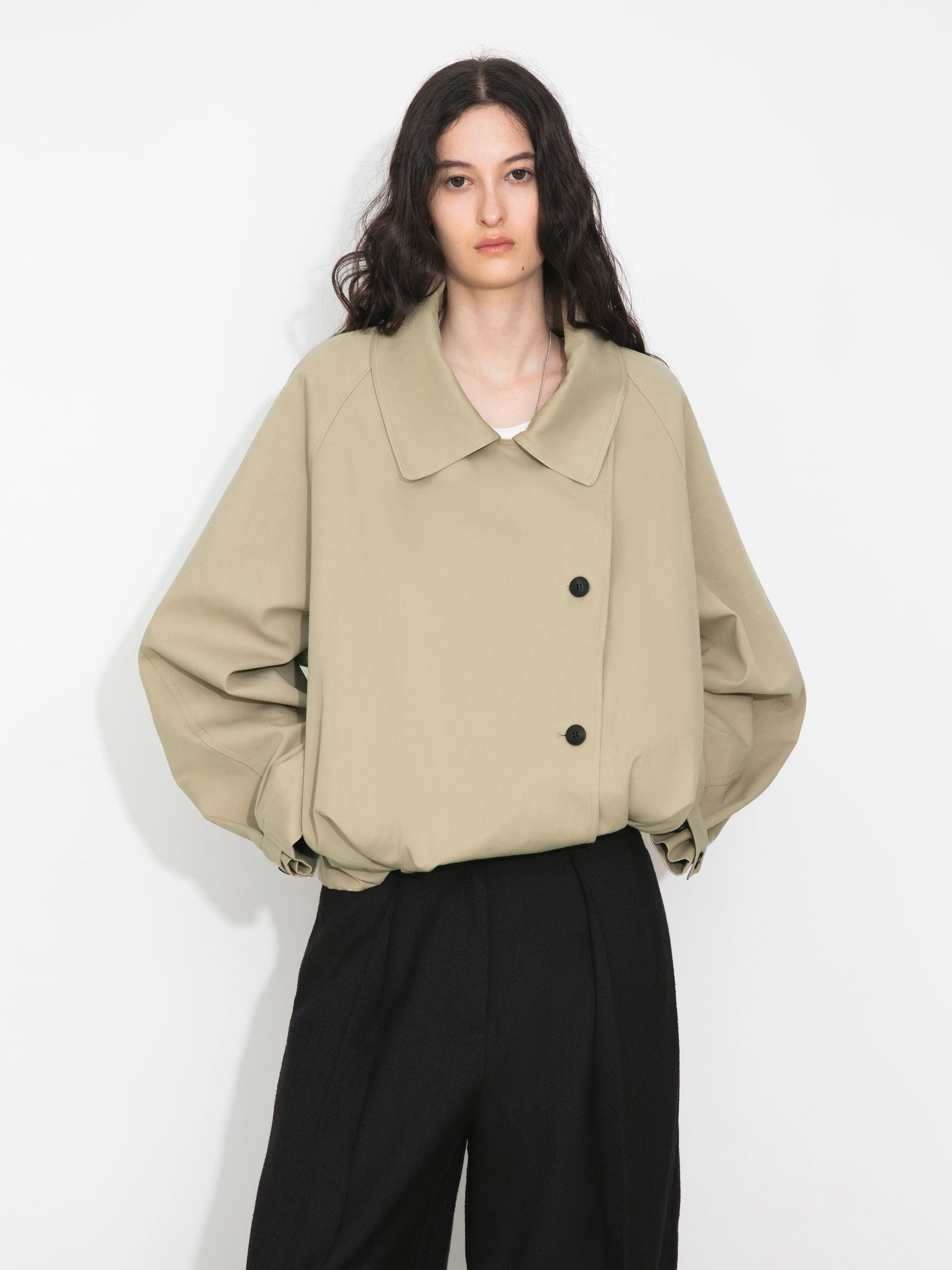 Cropped Drawstring Trench Coat-4