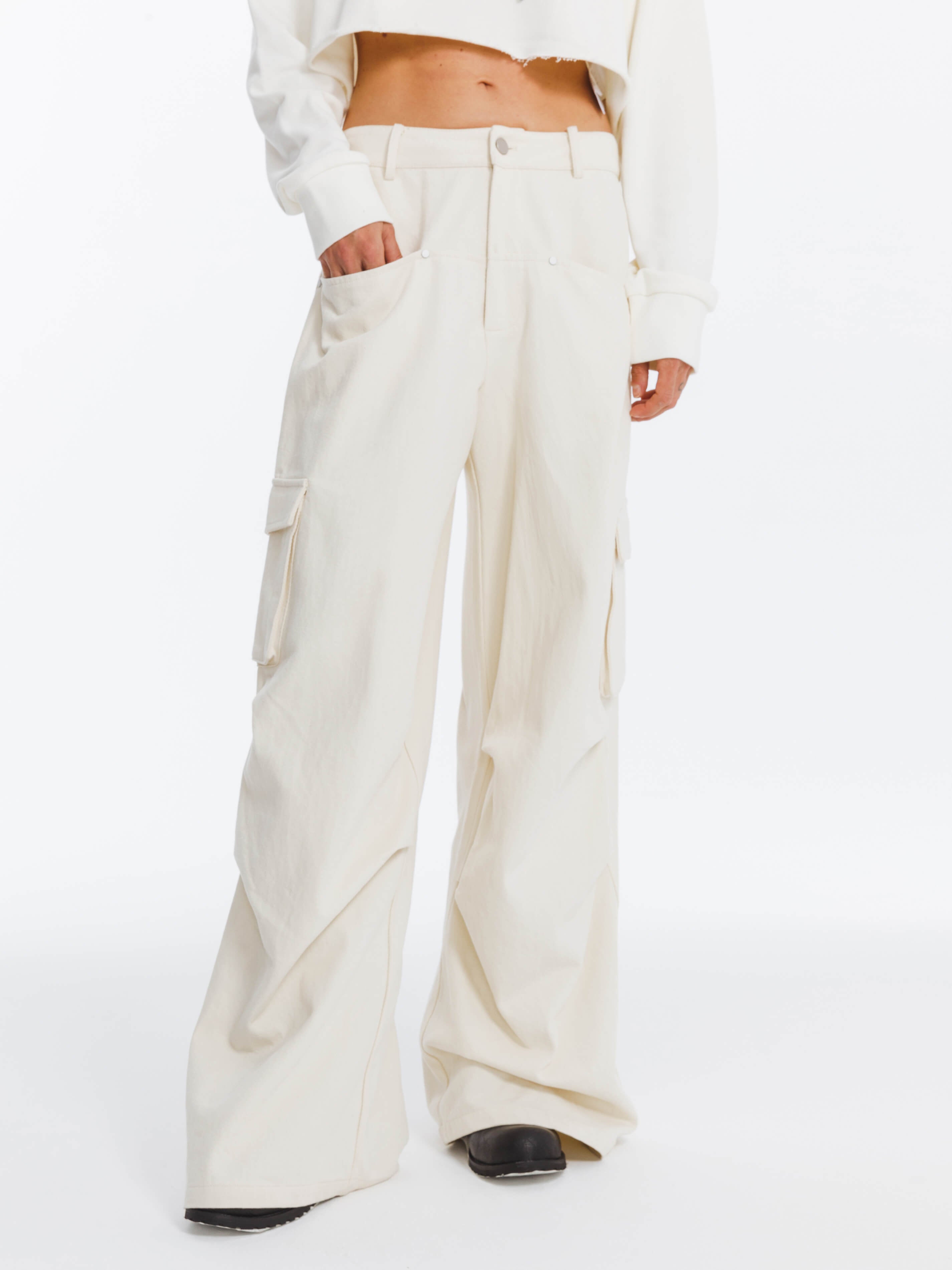 Pure Cotton Twill Cargo Trousers-10