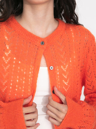 Cropped Open-Knit Cardigan