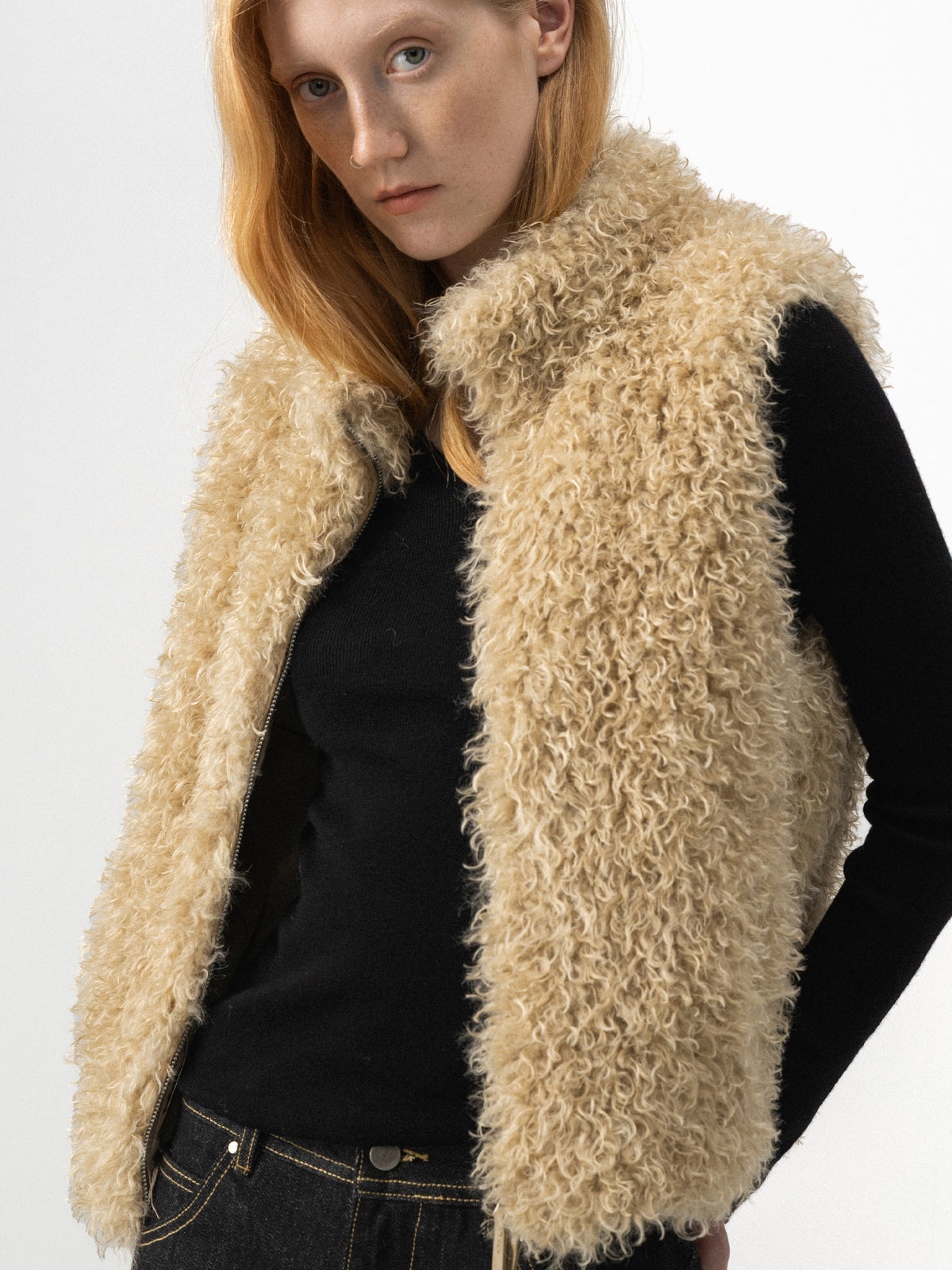 CUBIC Teddy Faux Fur Zip-Up Vest-4