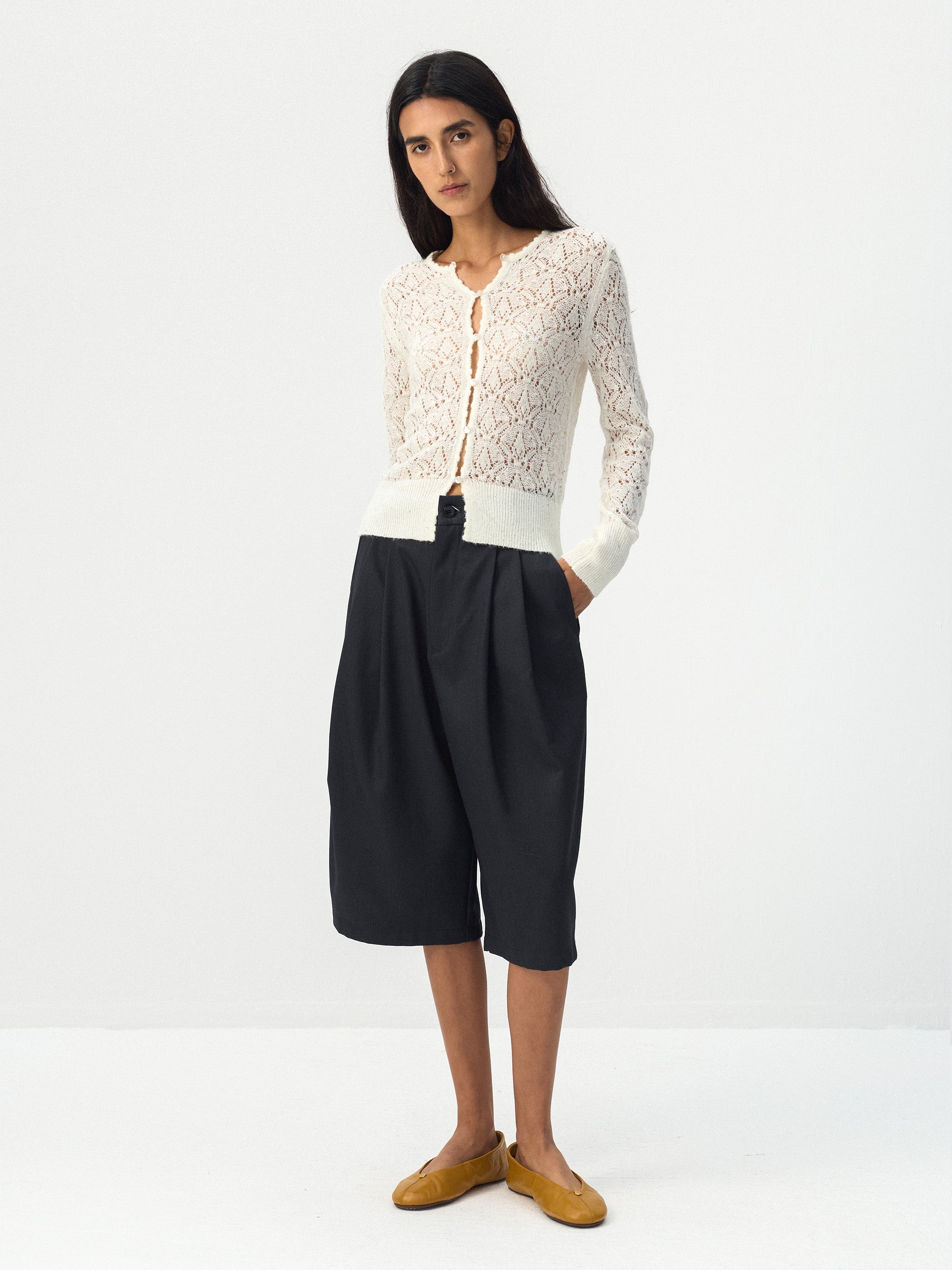 CUBIC Pointelle Button-Up Cardigan-4