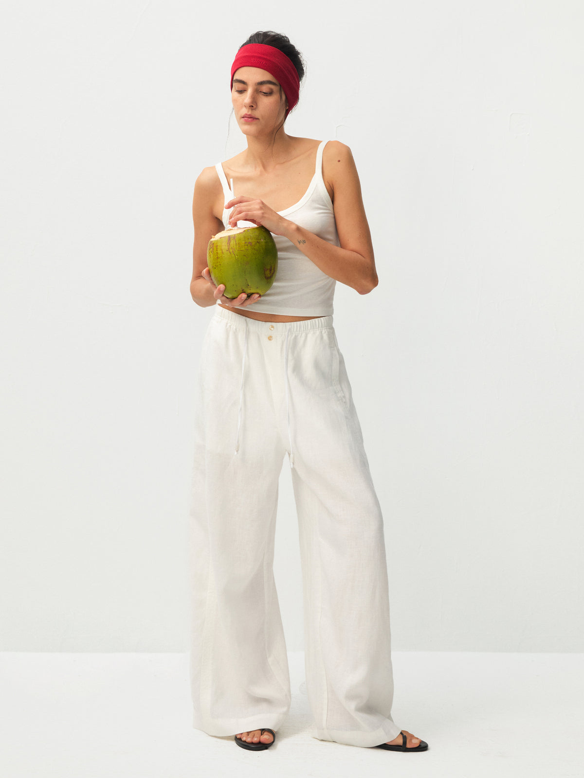 CUBIC Lyocell Linen Wide-Leg Pants-4